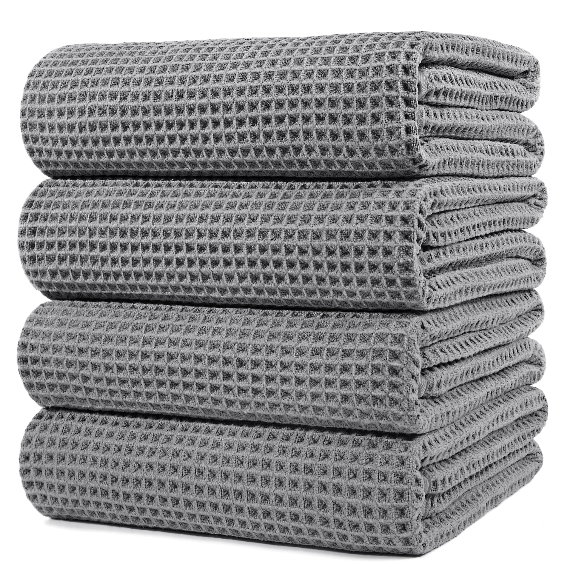 430 GSM Poly Blend Microfiber Quick Dry Waffle Bath Towel (4 Count)