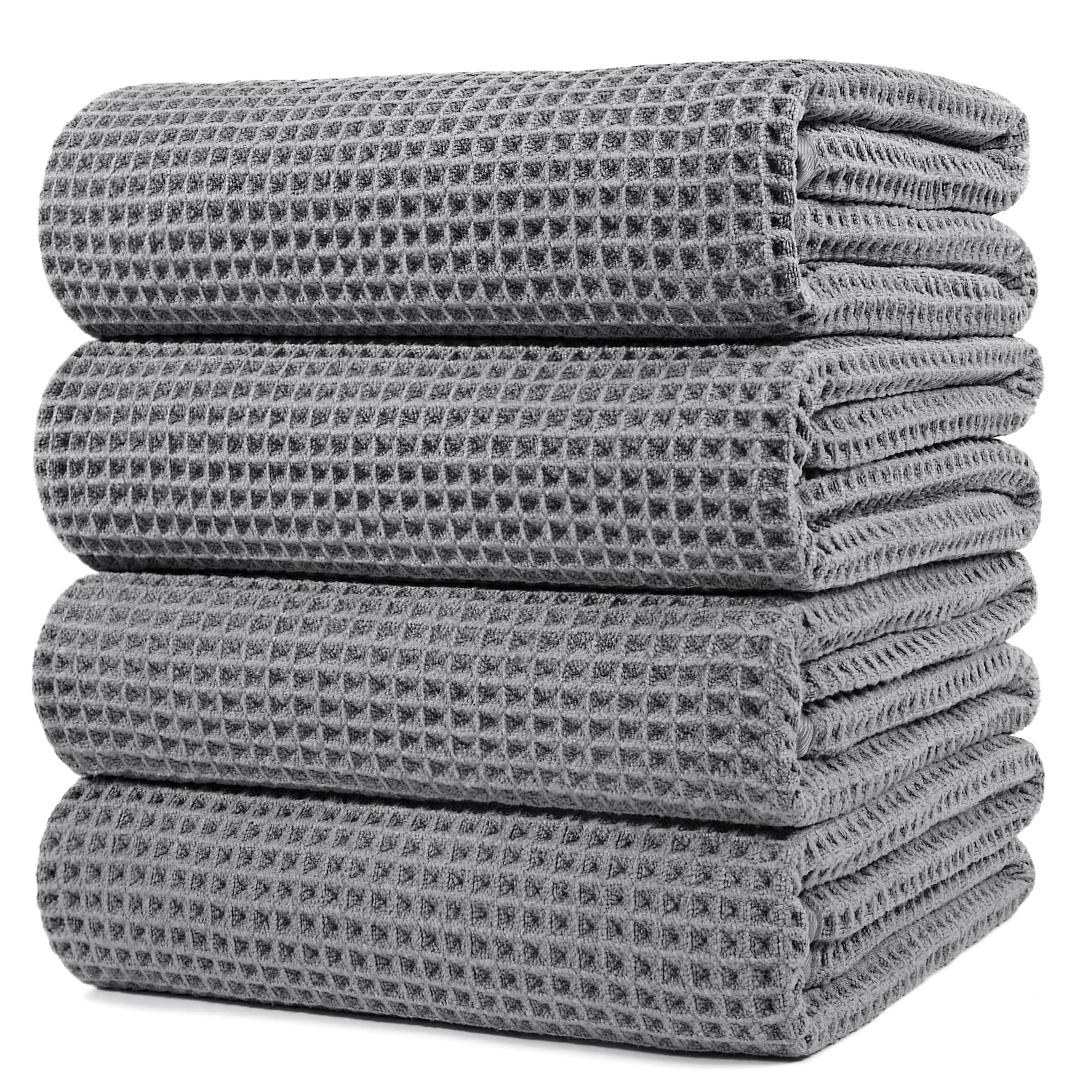 430 GSM Poly Blend Microfiber Quick Dry Waffle Bath Towel (4 Count)