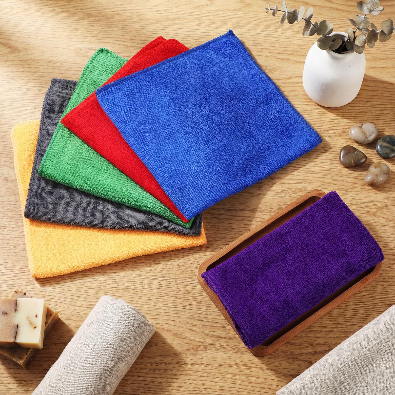 60 Pcs Microfiber Cleaning Cloths for Cars 16 x 16 Inch Ultra Absorbent Car Towels Drying Reusable Cleaning Supplies House Kitchen Window Microfiber Towel (60 Count)