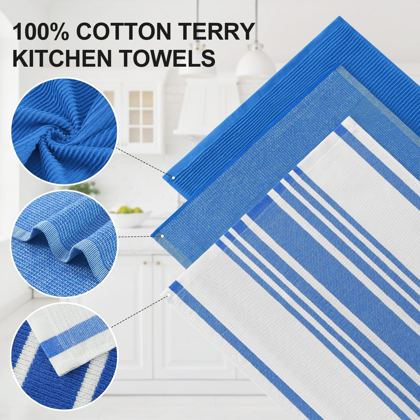 Cotton 380 GSM Premium Kitchen Towels (6 Count)