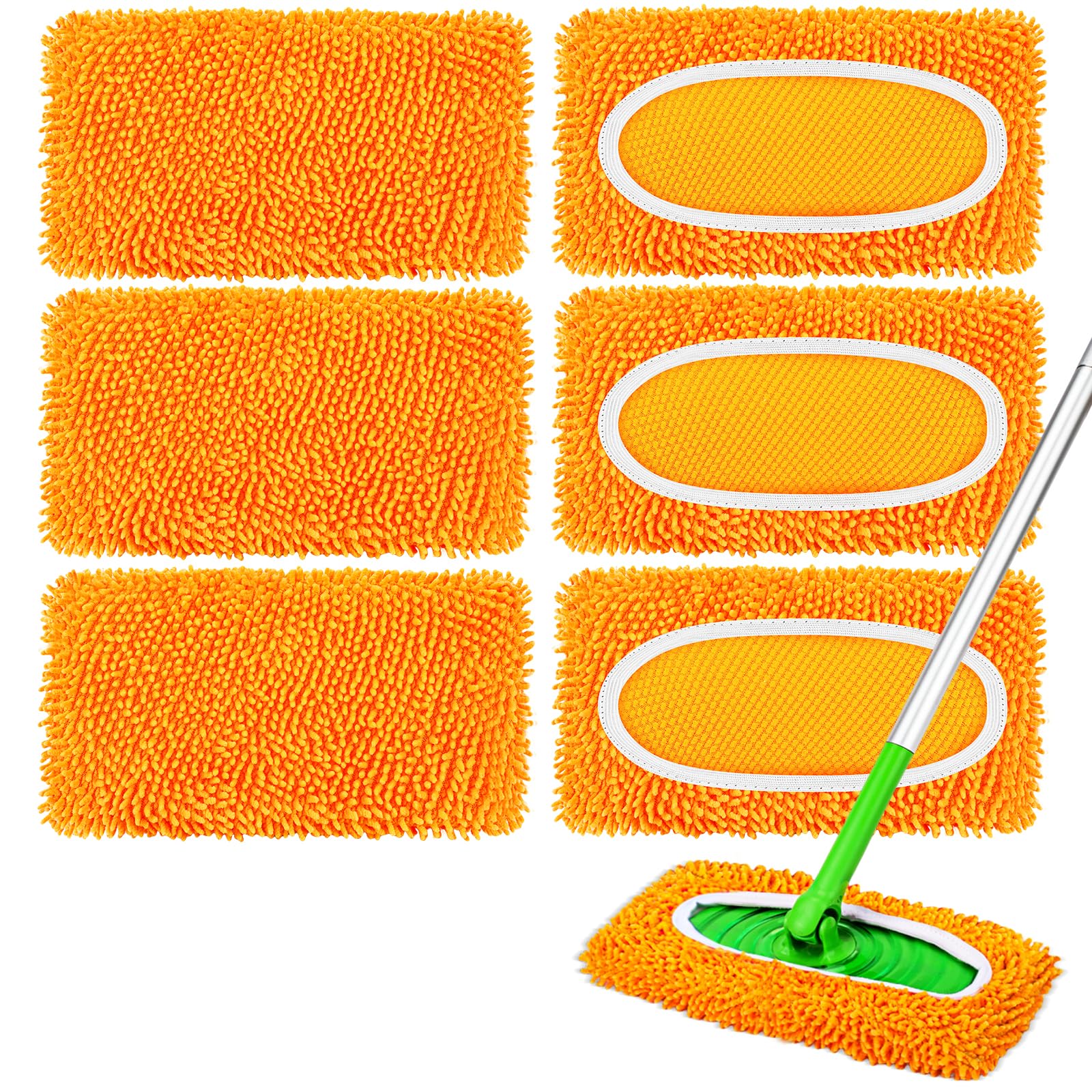 6Pcs Reusable Microfiber Mop Pads Compatible with Sweeper Mop (6 Count)