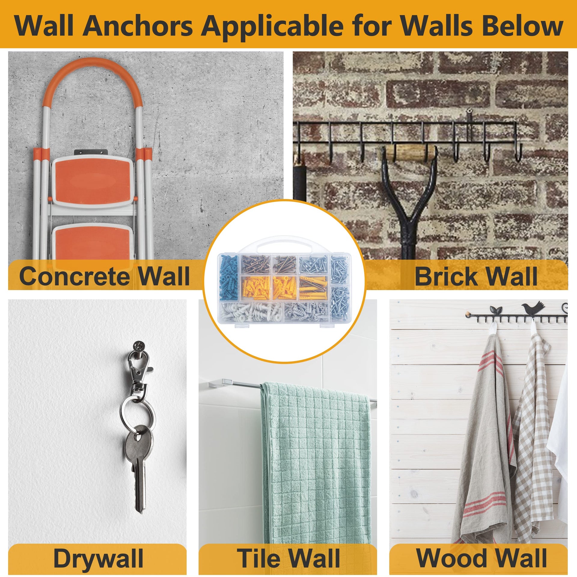 510Pcs Wall Hanging Kit with Anchors and Screws