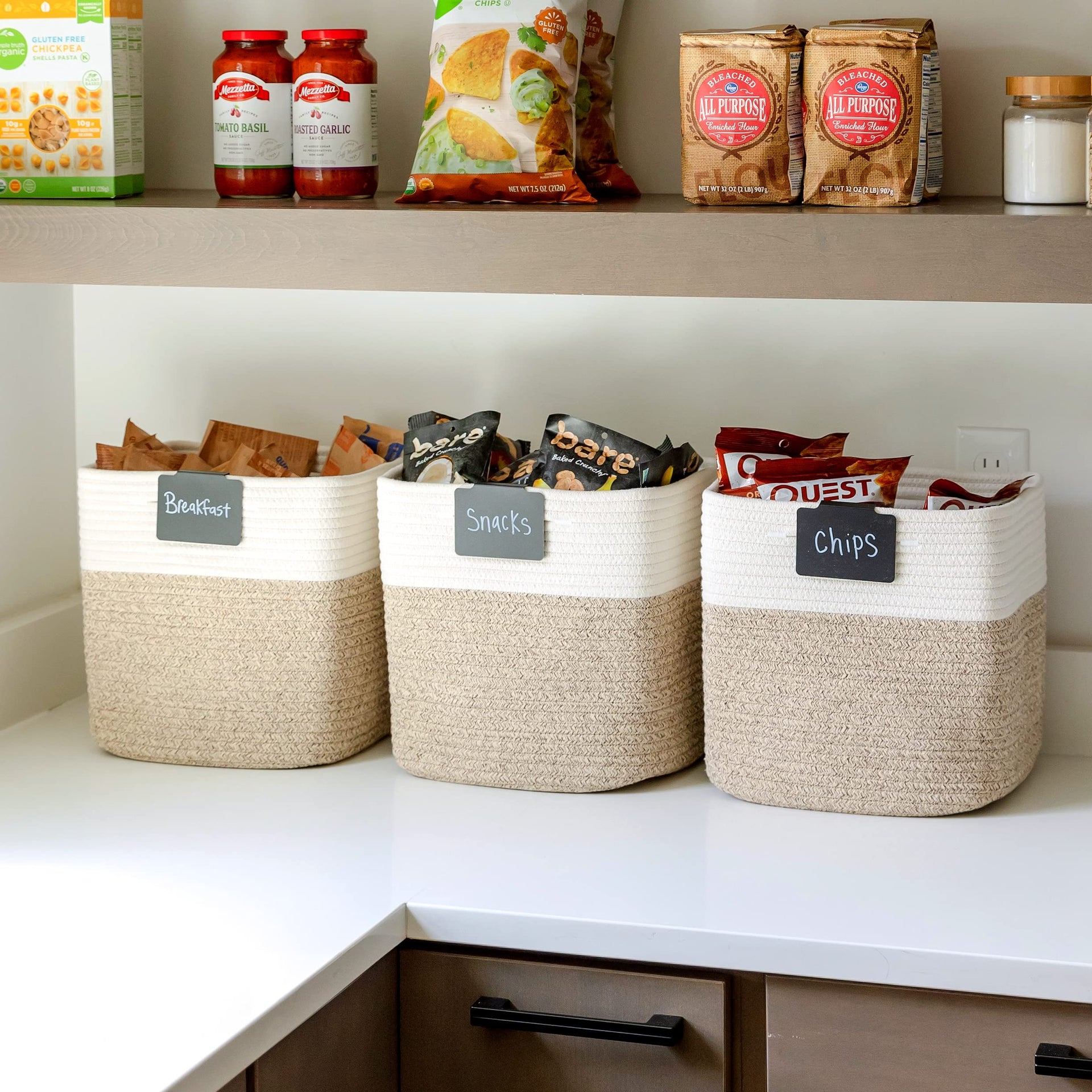 Storage Cubes 11 Inch Cotton Rope Woven Baskets for Organizing (3 Count)