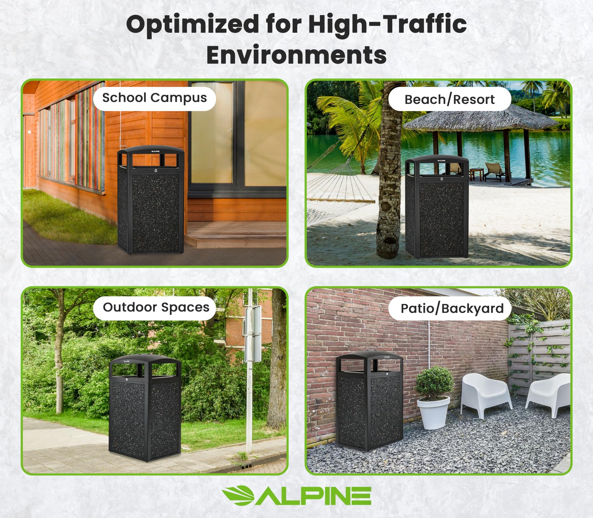 Outdoor Commercial Trash Can with Lid