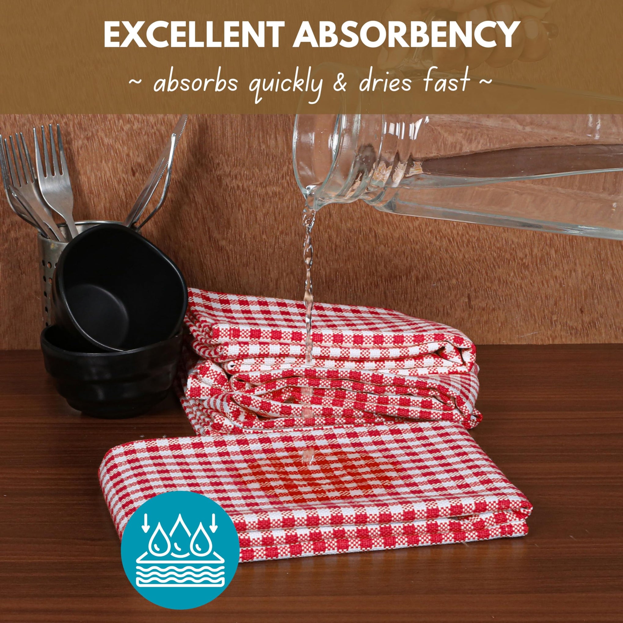12 Pack Gingham Check Kitchen Towels 16"x26"