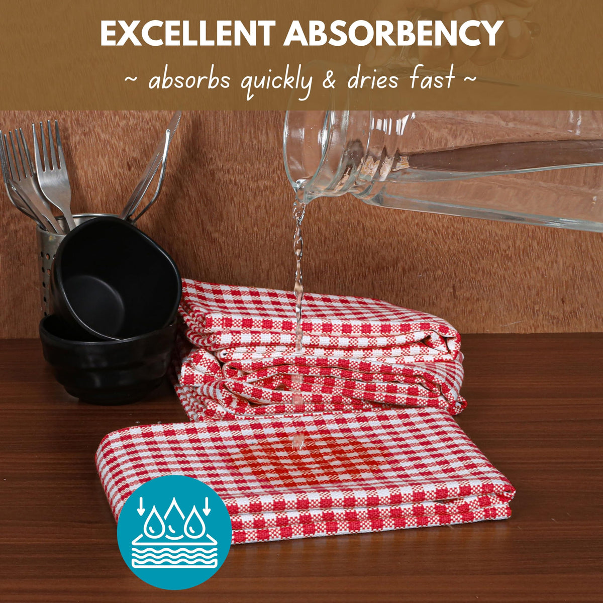 6 Pack Kitchen Towel with Hanging Loop 16x26 inches (6 Count)