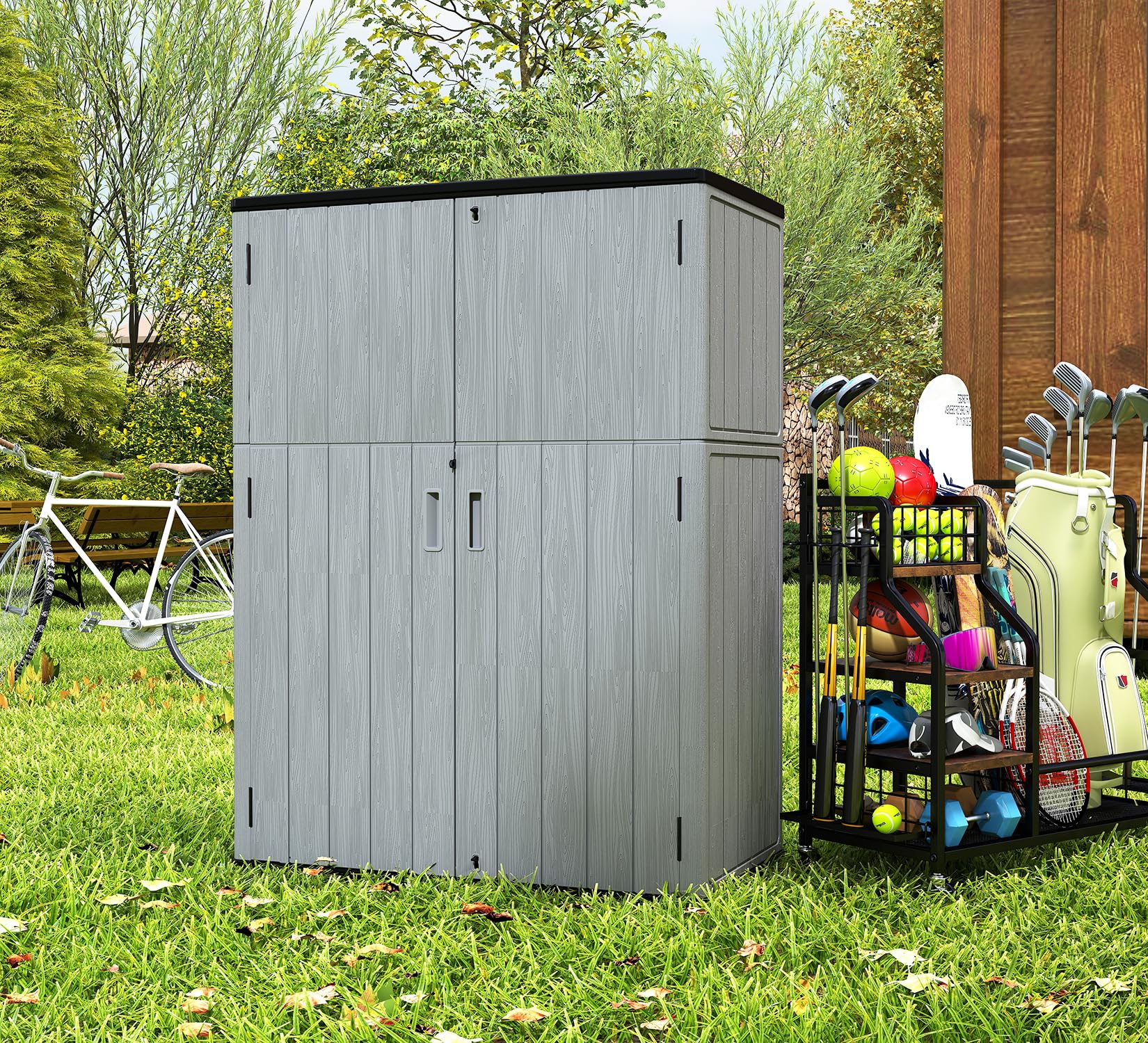 57 Cu.ft Outdoor Storage Cabinet with One Tool Kit