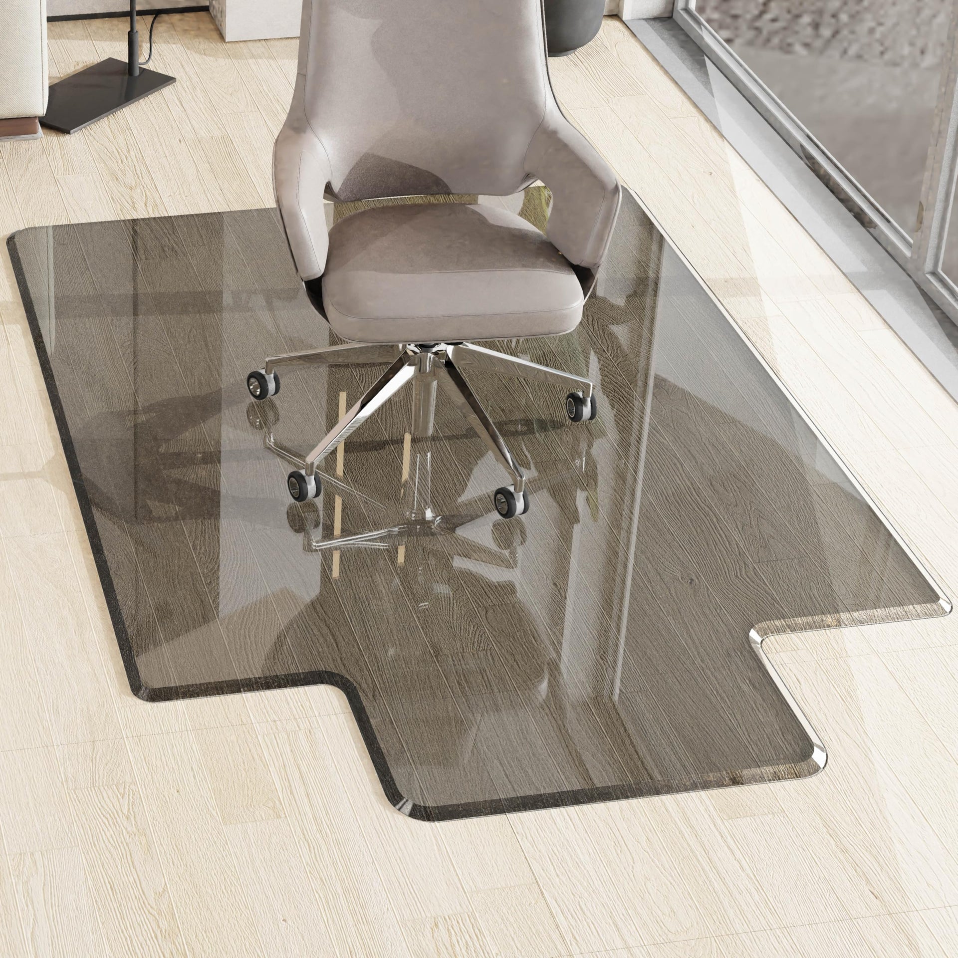 Beveled Edge Office Chair Mat for Carpet or Hardwood Floor