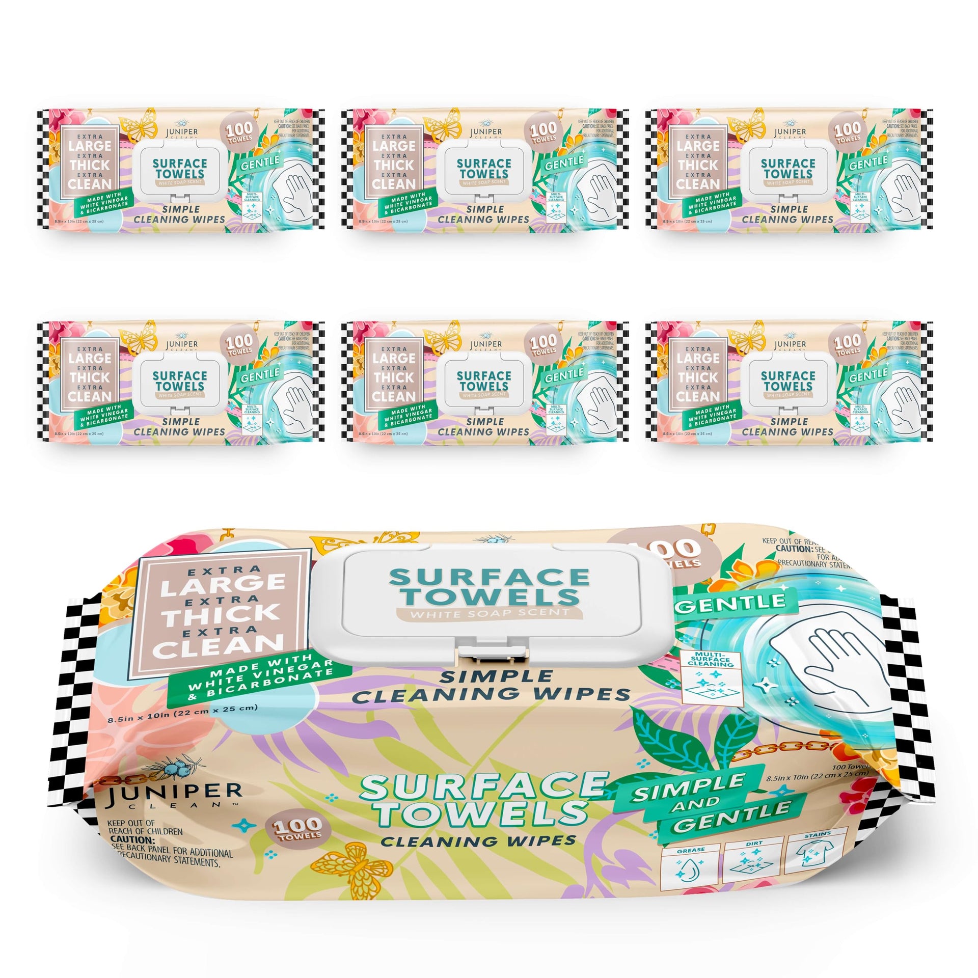 6 Packs Surface Cleaning Wipes (600 Count)