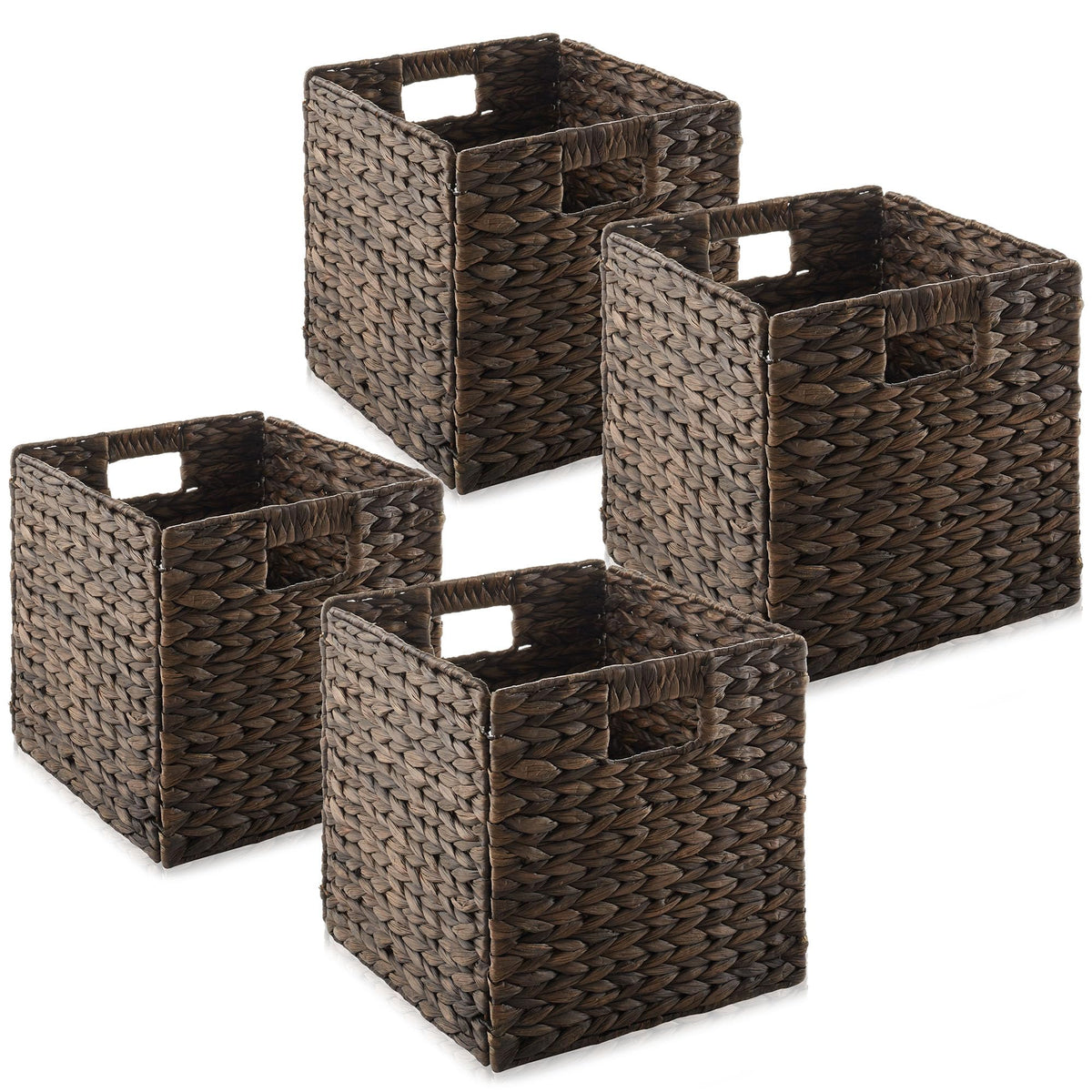 10.5" x 10.5" Water Hyacinth Storage Baskets (4 Count)