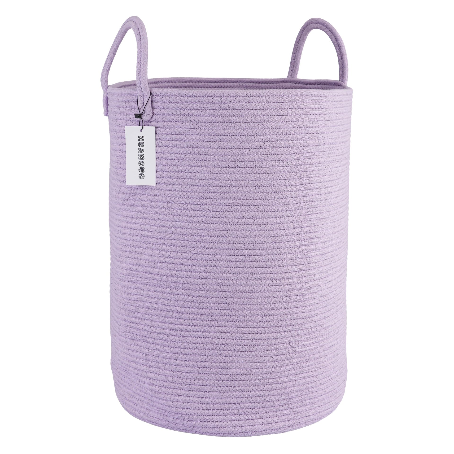 Rope Laundry Basket Hamper for Clothes Large Purple Lavender