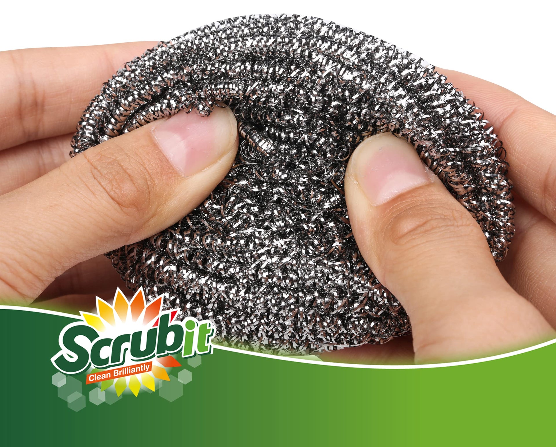 12 Pack Stainless Steel Scourers by Scrub It (12 Count)
