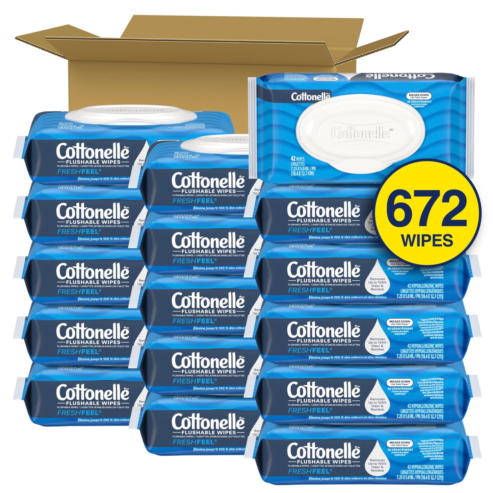 Fresh Feel Flushable Wipes (672 Count)