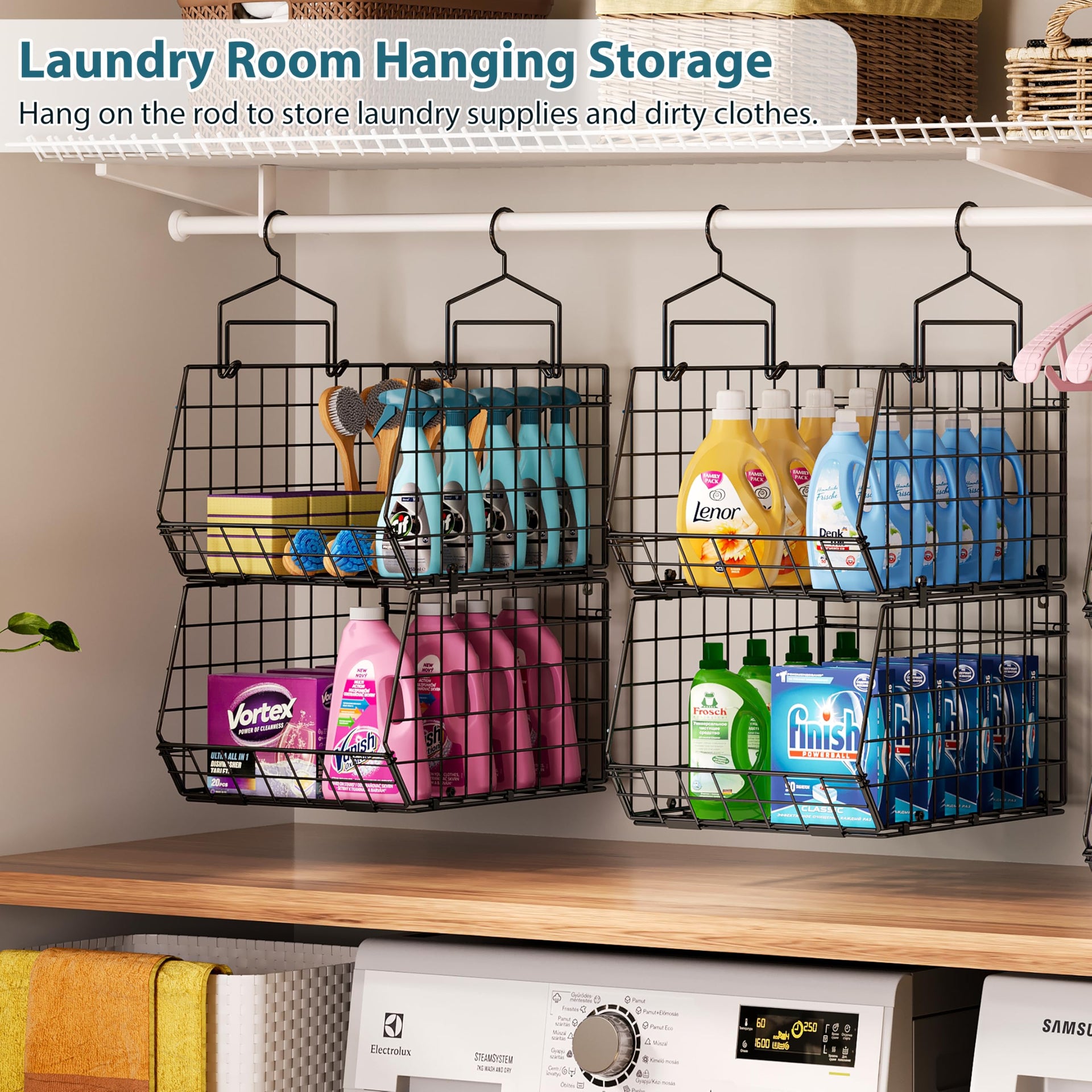 6 Tier Extended Depth Hanging Closet Organizers and Storage for Closet Organization (6 Count)