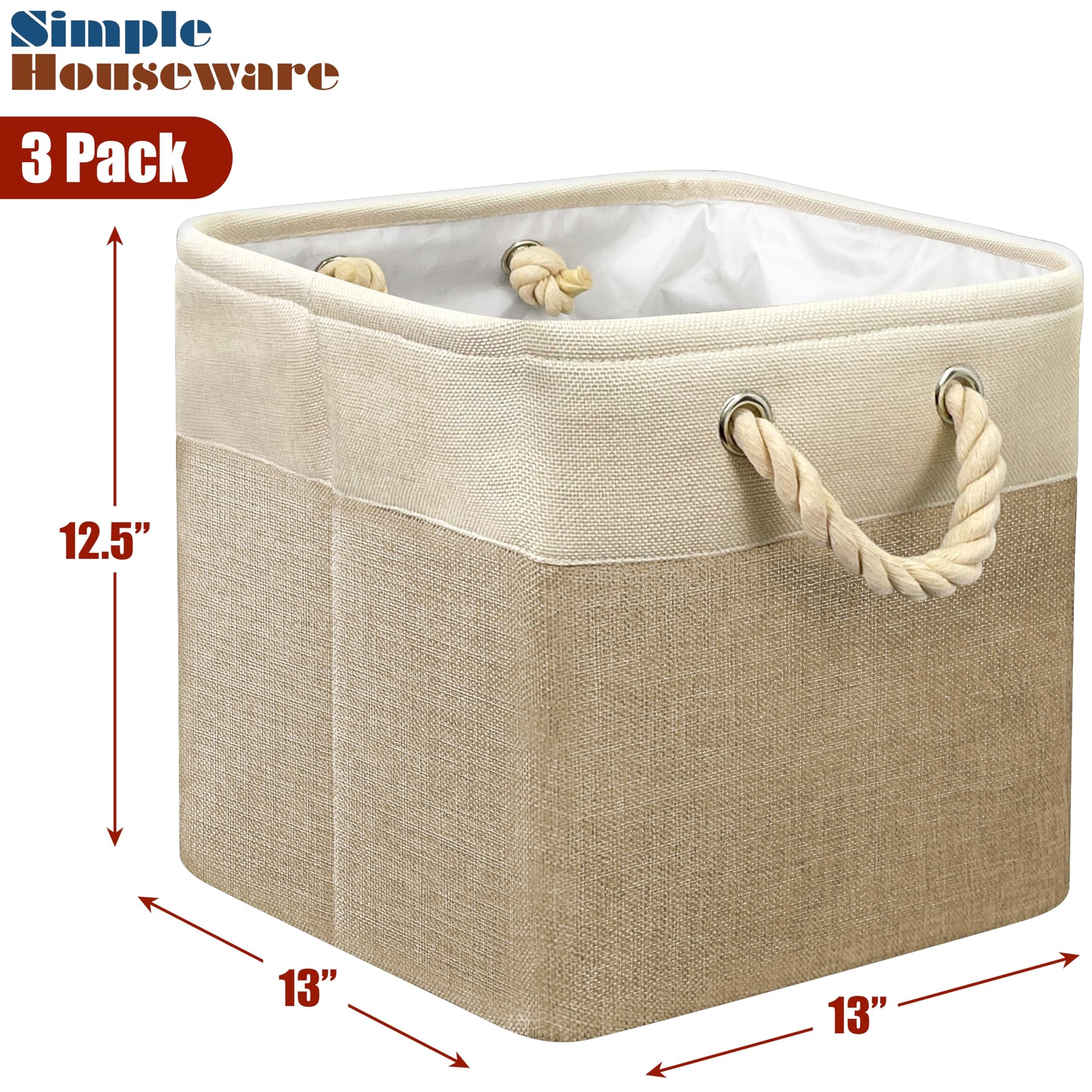 13" x 13" Large Fabric Storage Cubes (3 Count)