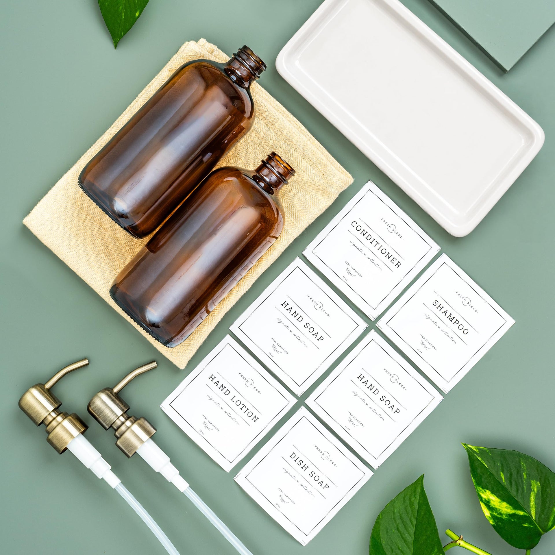 Amber Glass Soap Dispenser (2 Count)