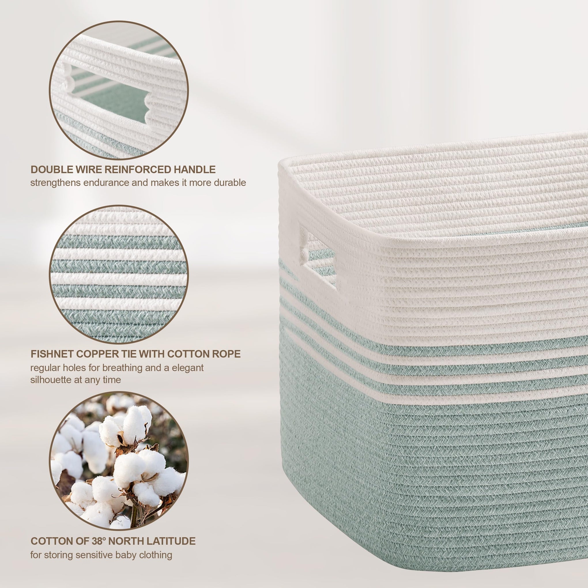 72L Large Woven Laundry Basket Hamper with Handles