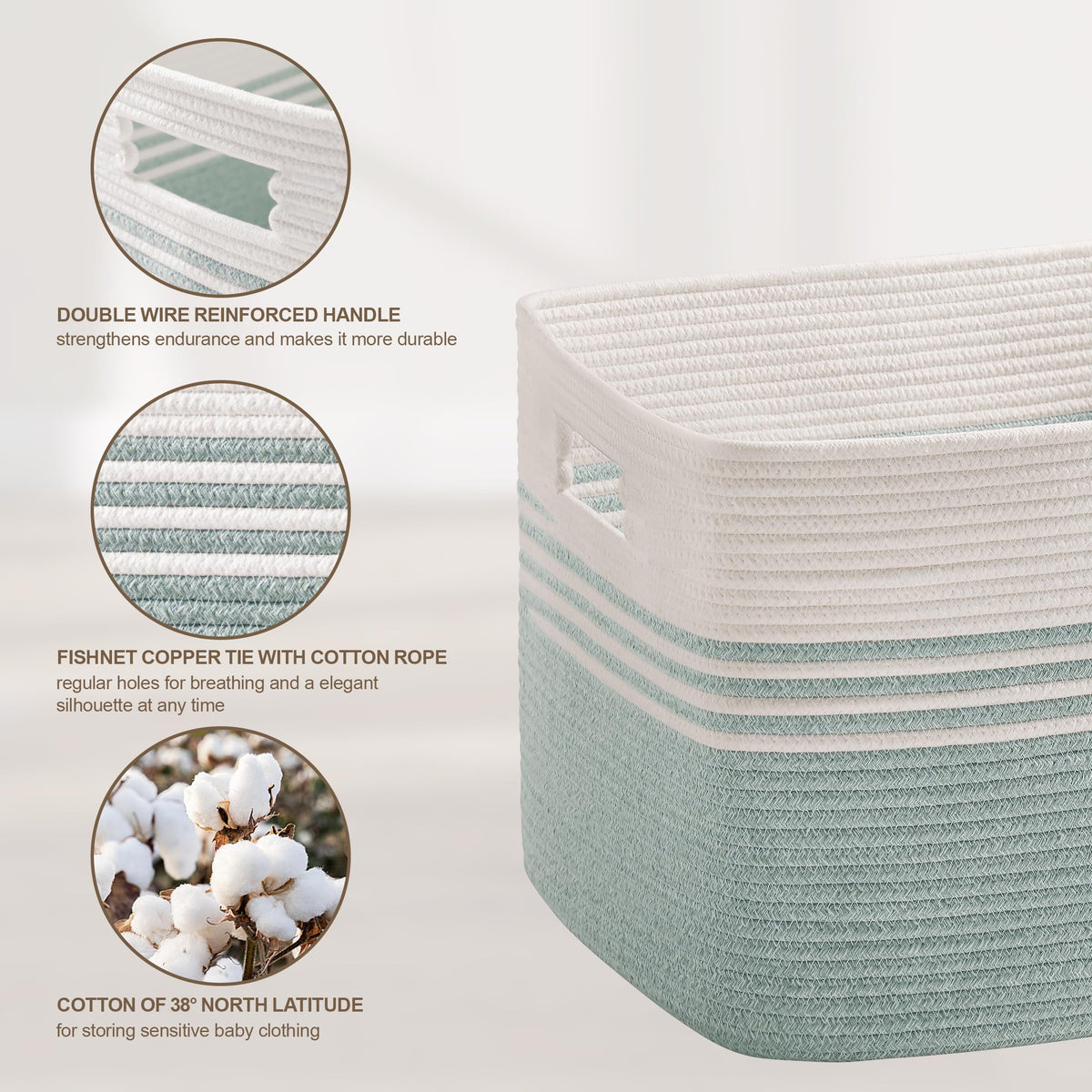 86L Large Woven Laundry Basket Hamper with Handles