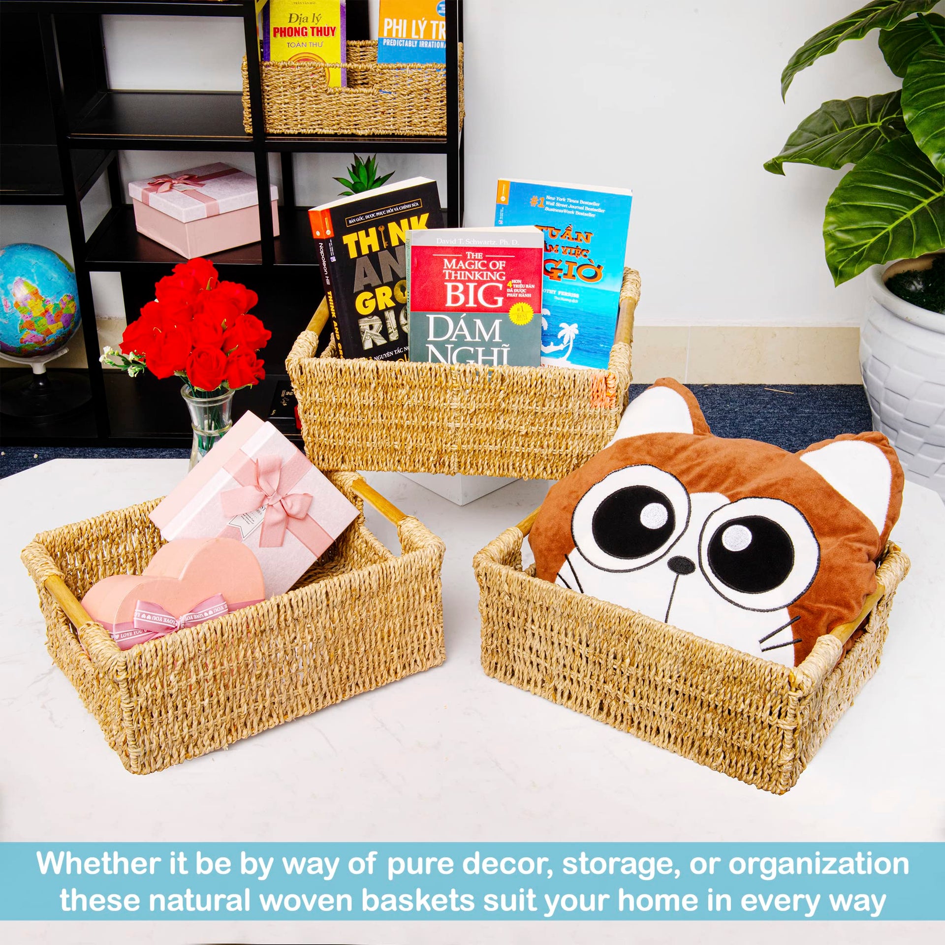 Natural Seagrass Storage Basket with Handle