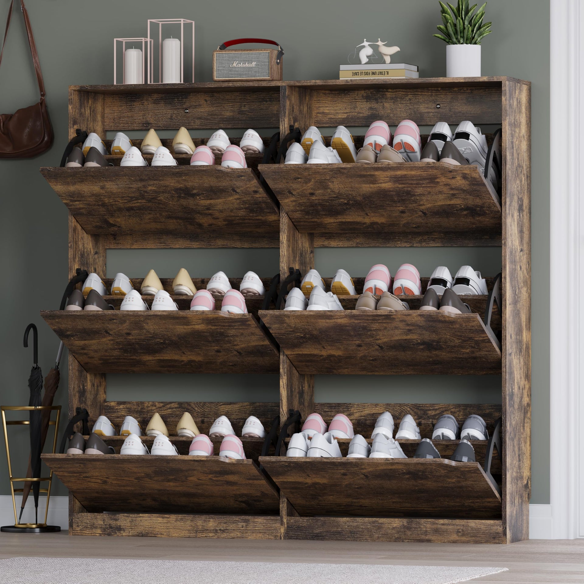 Shoe Cabinet with 6 Flip Drawers