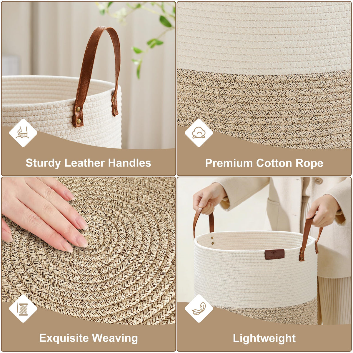 100L Tall Woven Rope Laundry Hamper (3381.4023 Fl Oz) - ModHome Supplies