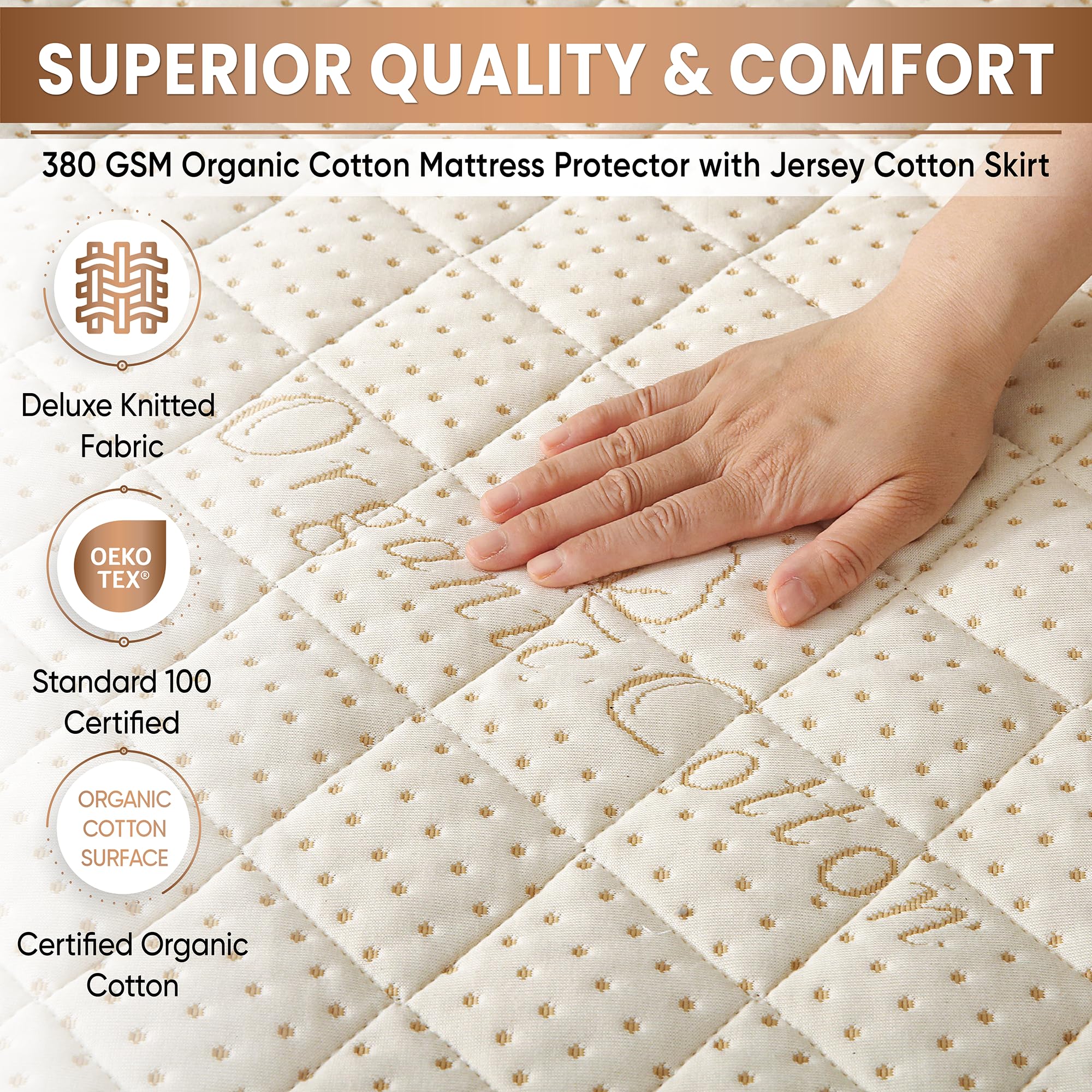 Crib Luxury Quilted Organic Mattress Protector Pad
