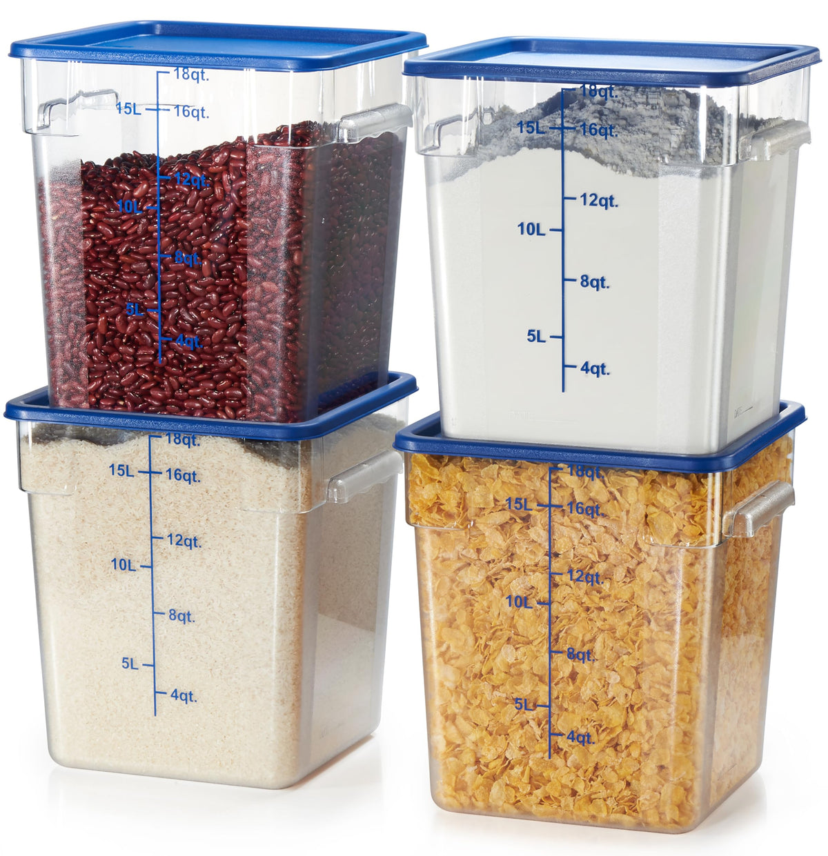 4 Pack Food Storage Containers with Blue Lids (4 Count)