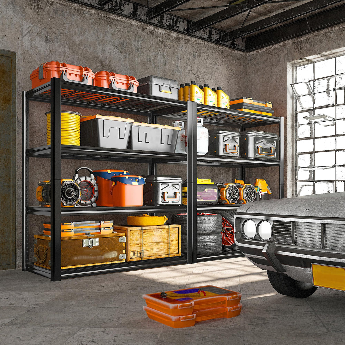 40" W Storage Shelves with Wire Mesh Panels for Garage Organization (2 Count)