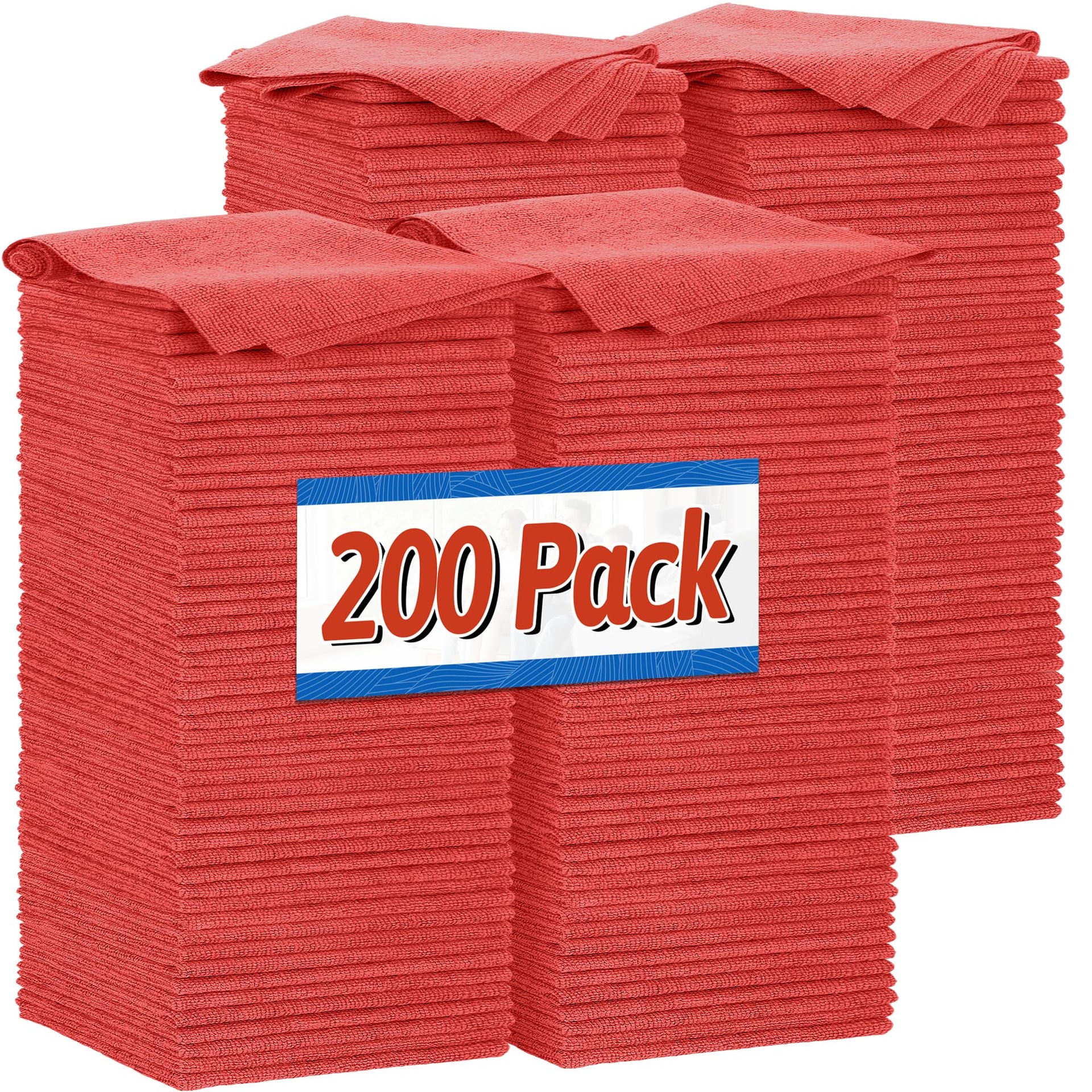 Shop Towels Red Microfiber Cleaning Cloth Bulk (200 Count)