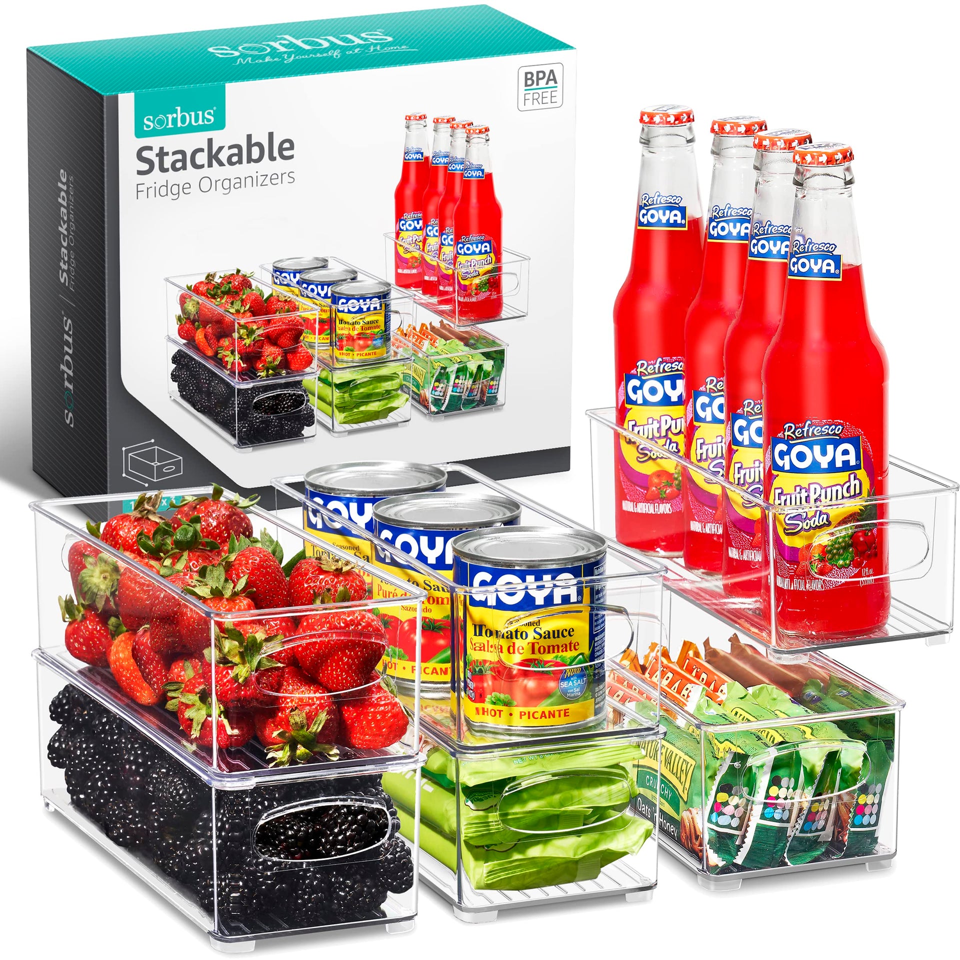 Stackable Refrigerator Organizer Bins (6 Count)