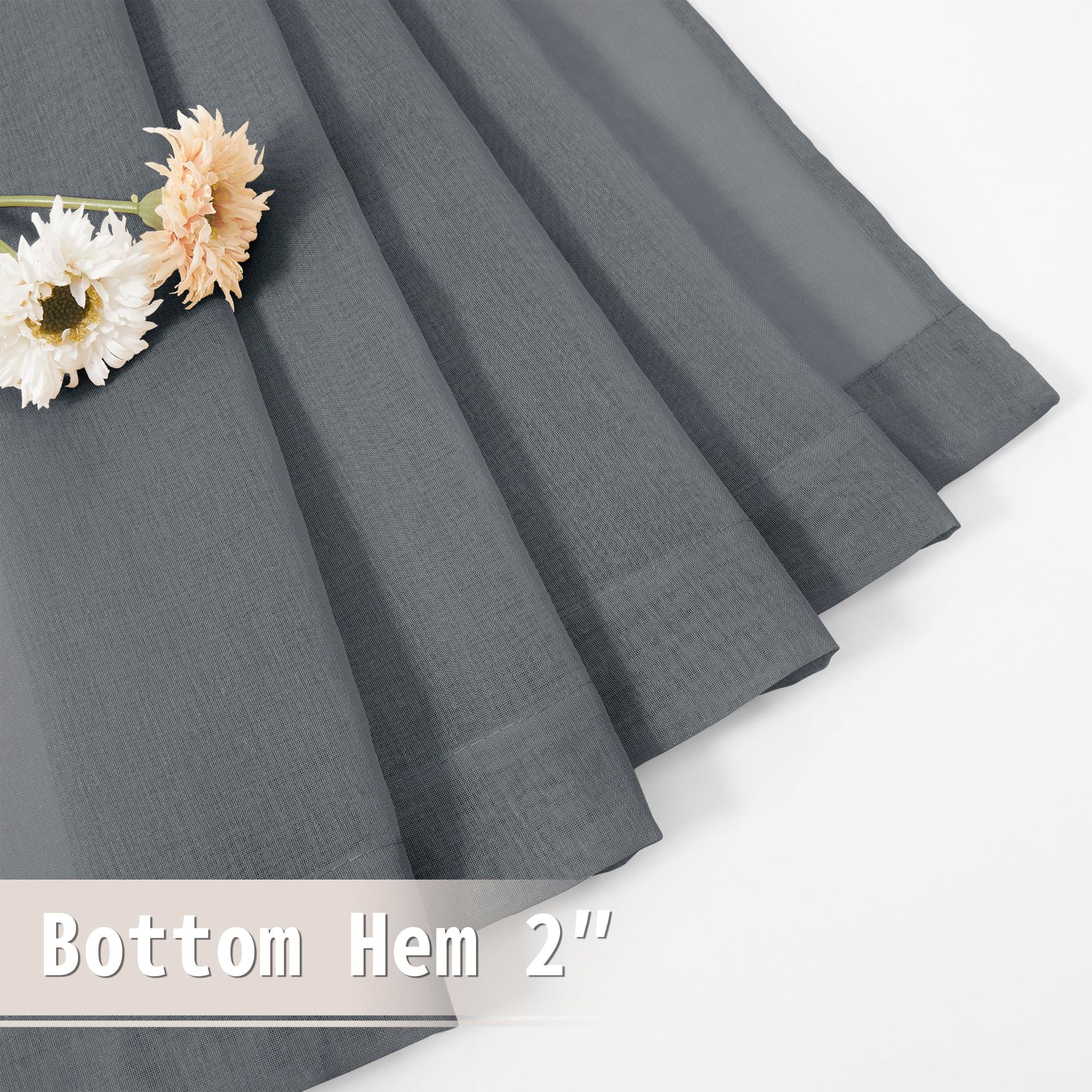 Short Sheer Door Curtain Closet Linen Textured Curtain Sheers Doorway Light Filtering Voile Patio Glass Doors Rod Pocket Curtains French Door