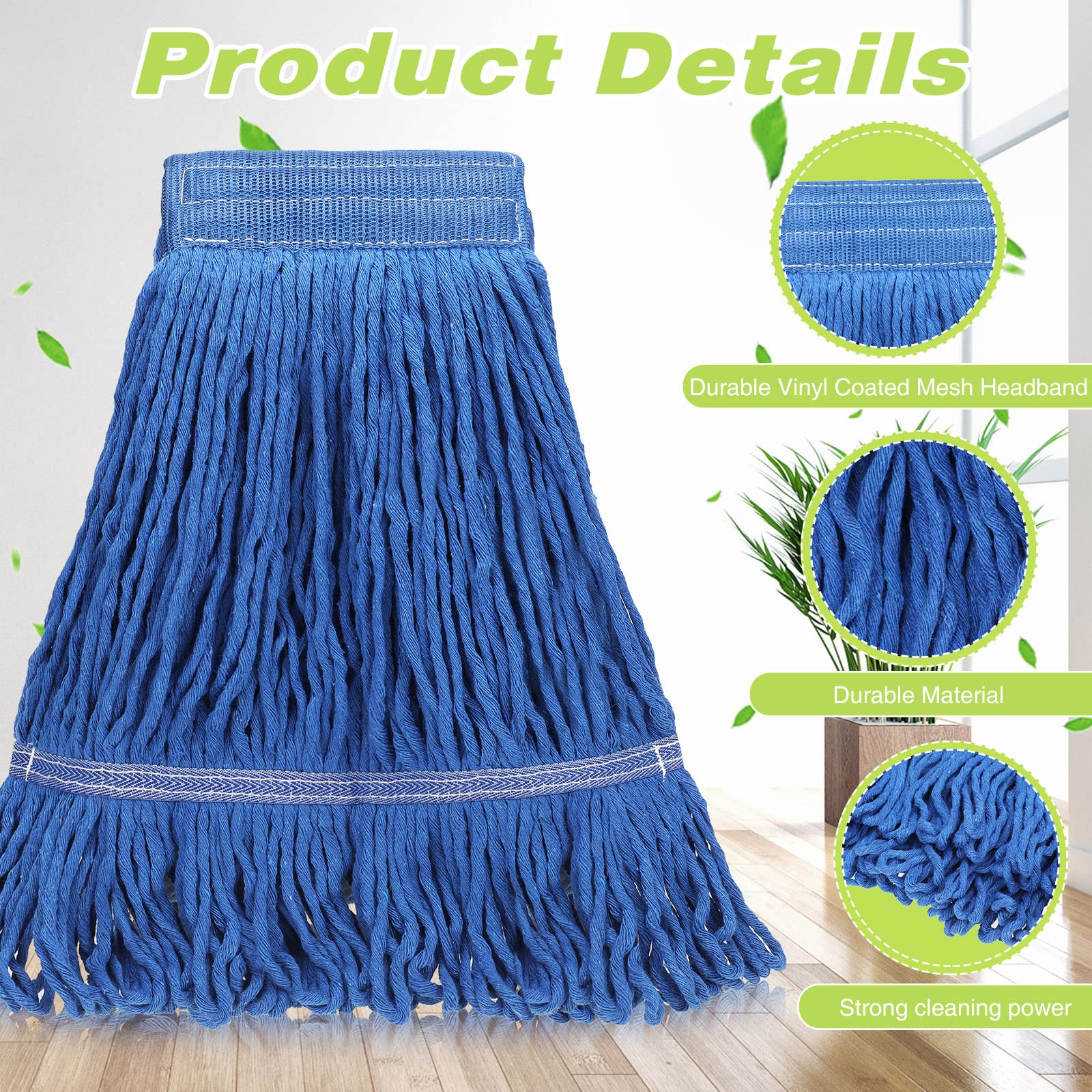 30 Pieces Commercial Mop Head Replacement Floor Cleaning Wet Mop Heads Heavy Duty Large Cotton String Sweeper Refills for Industrial Home Use