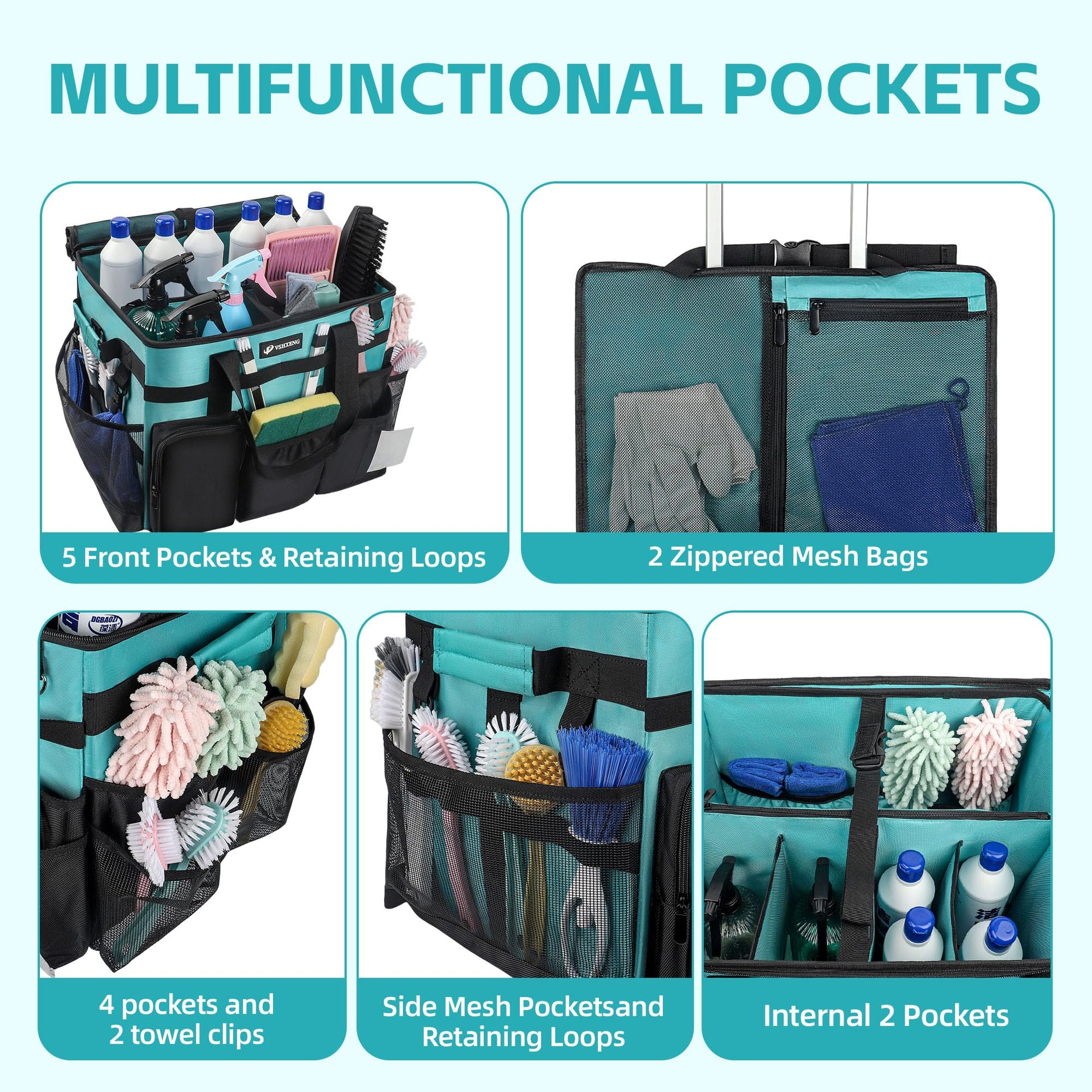 Rolling Cleaning Caddy Bag with Wheels