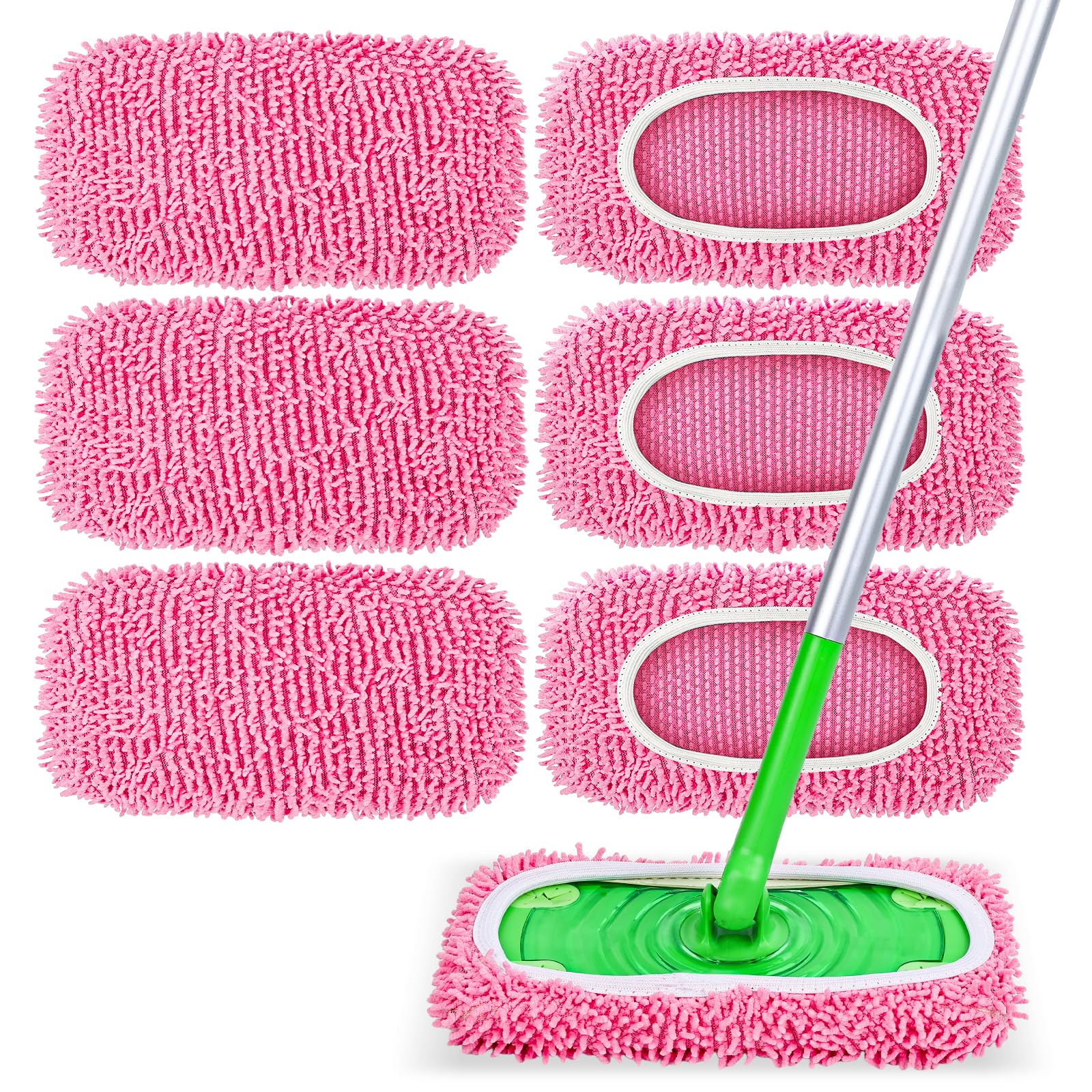 6 Pack Reusable Mop Pads Compatible with Swiffer Sweeper (6 Count)