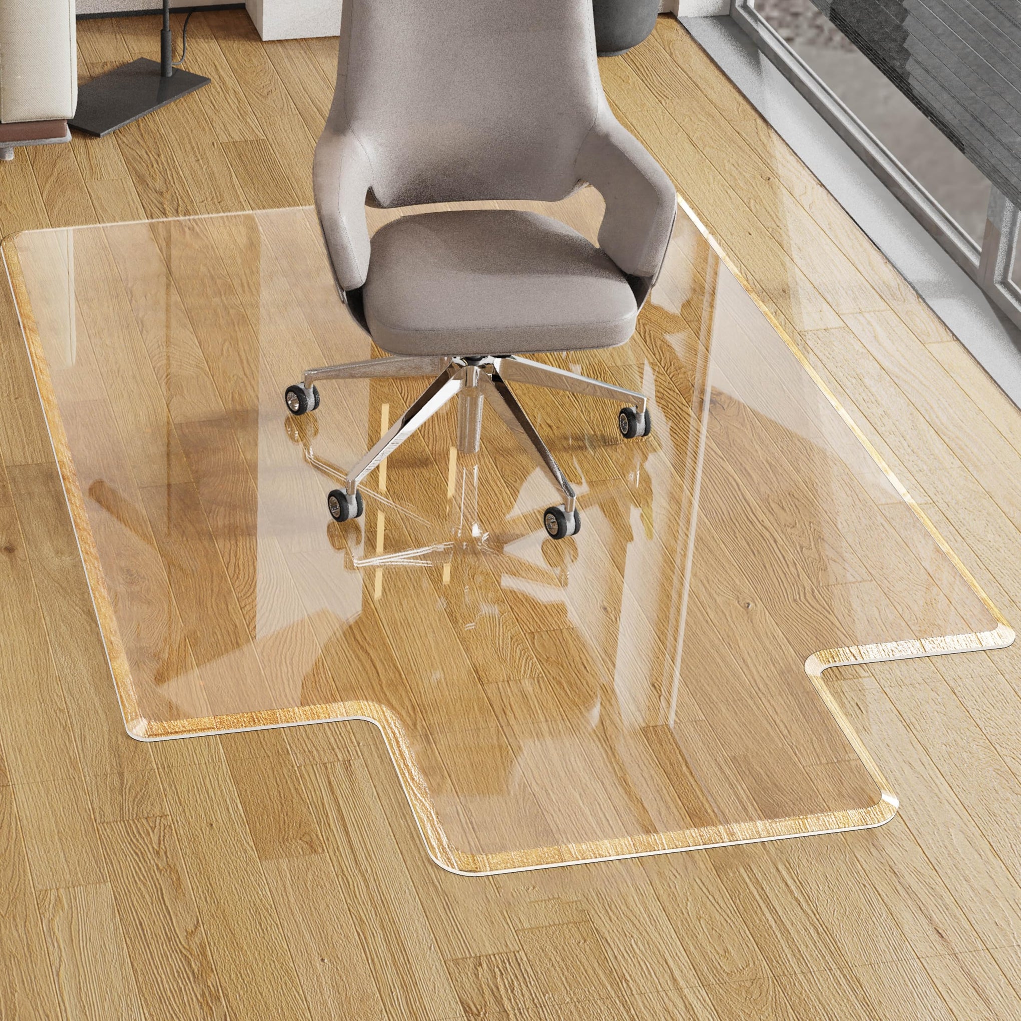 Beveled Edge Office Chair Mat for Carpet or Hardwood Floor