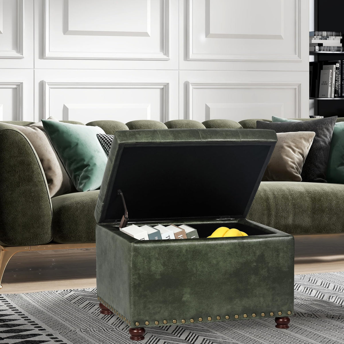Leather Ottoman with Storage