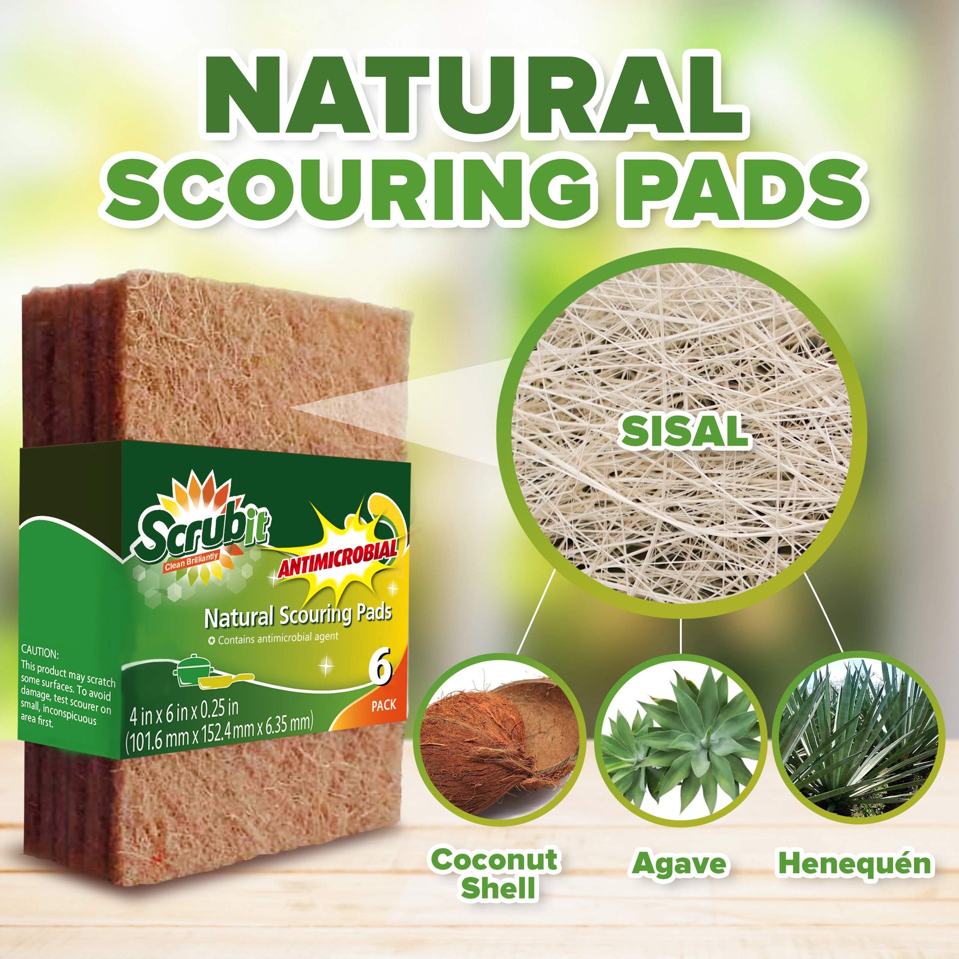 Natural Scouring Pads (12 Count)
