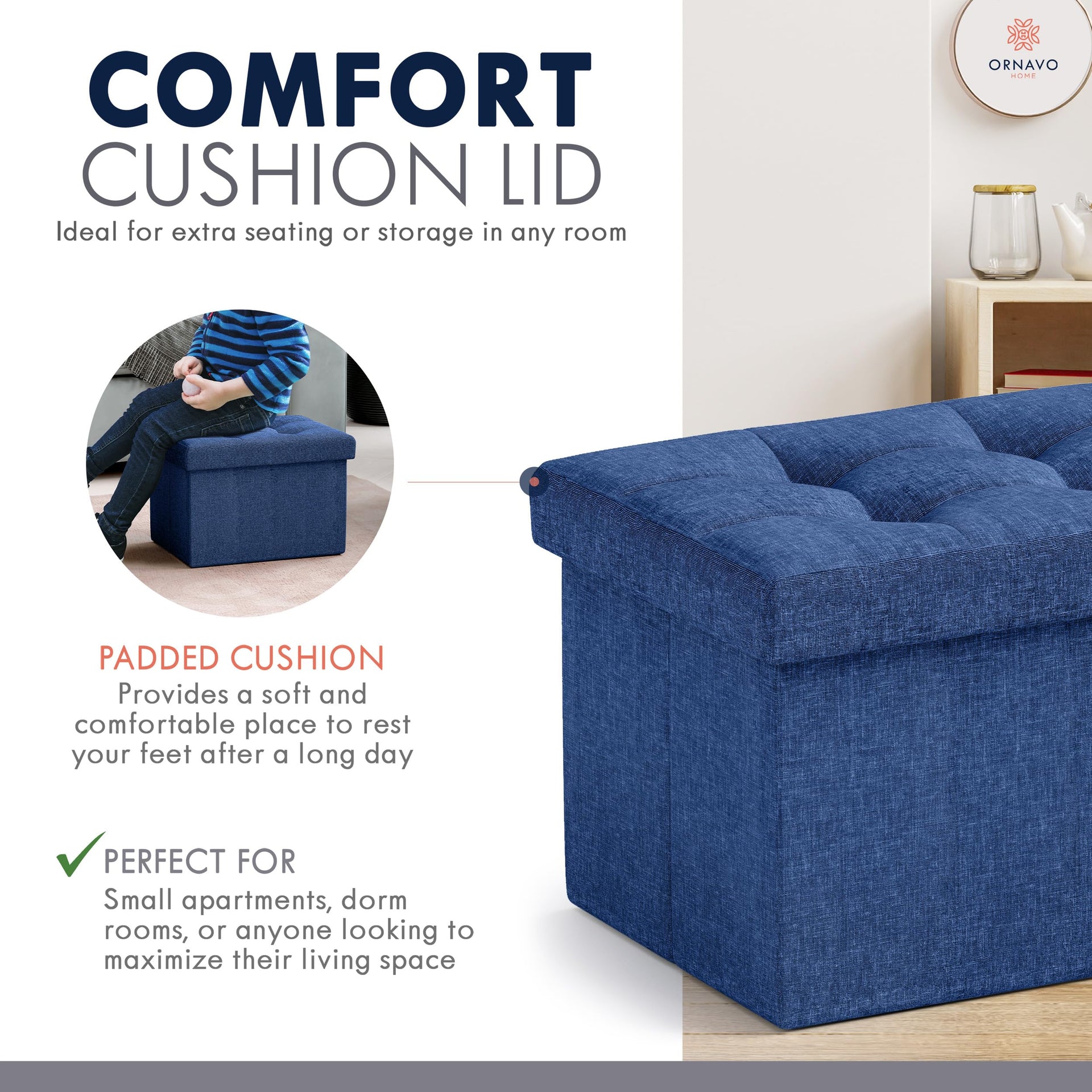 Small Rectangle Storage Ottoman