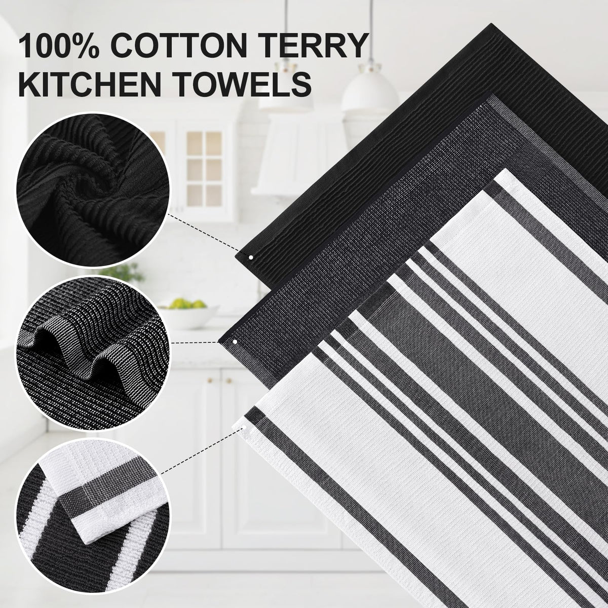 Cotton 380 GSM Premium Kitchen Towels (9 Count)