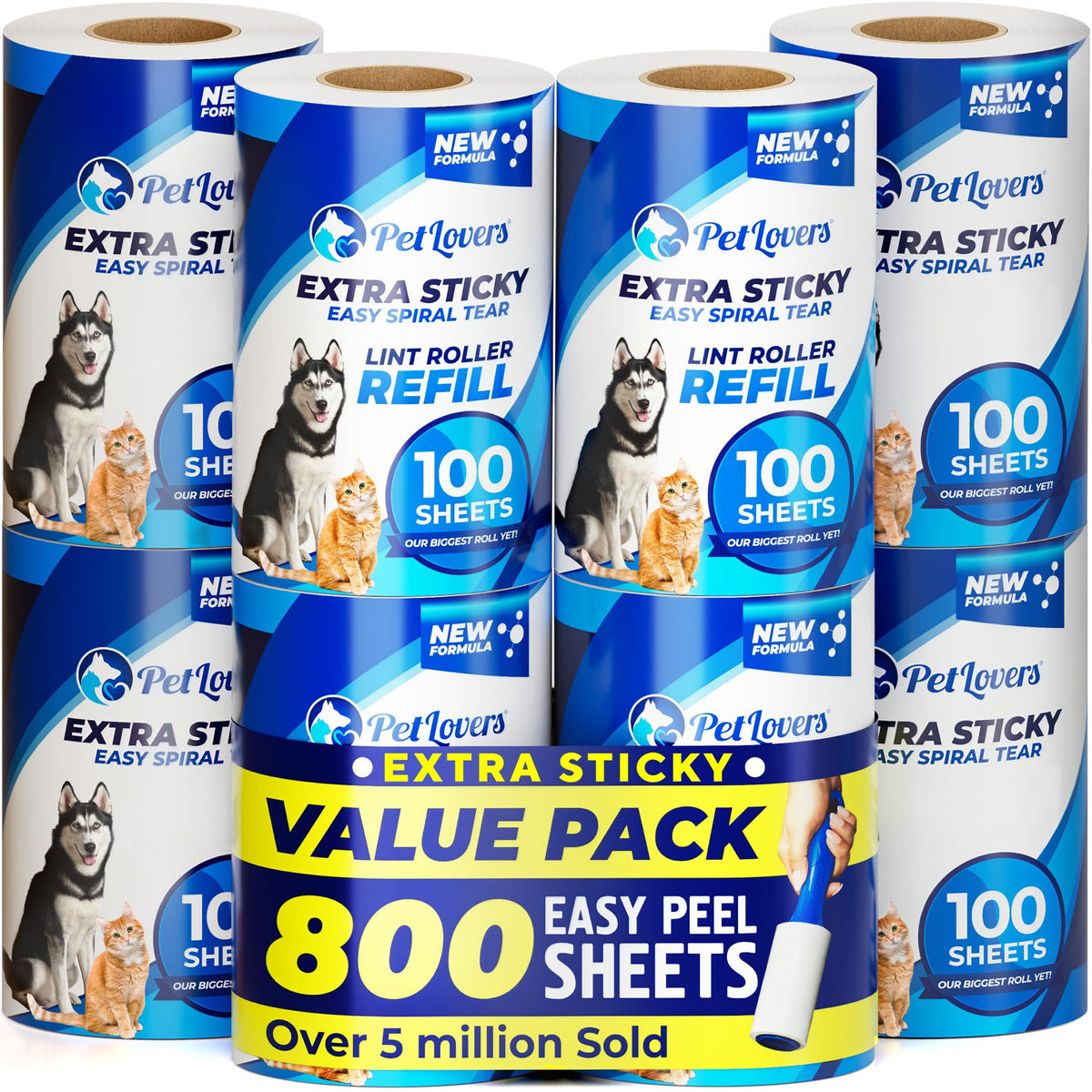 Extra Sticky Lint Roller Mega Value Set for Pet Hair Removal (800 Count)