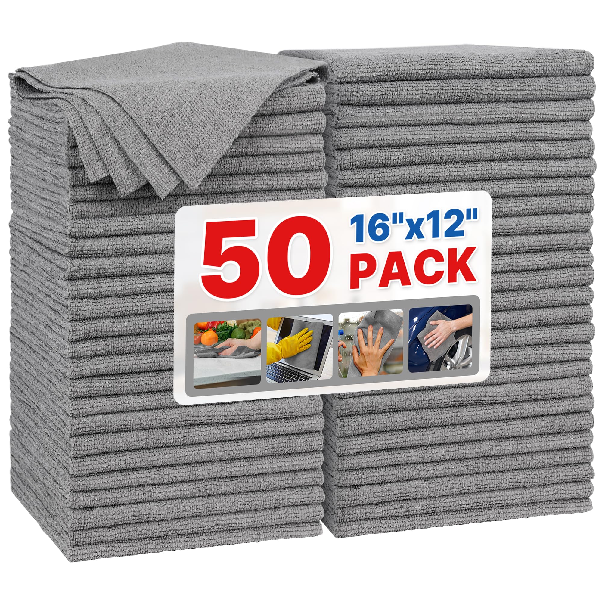 Grey Microfiber Cleaning Cloth (50 Count)
