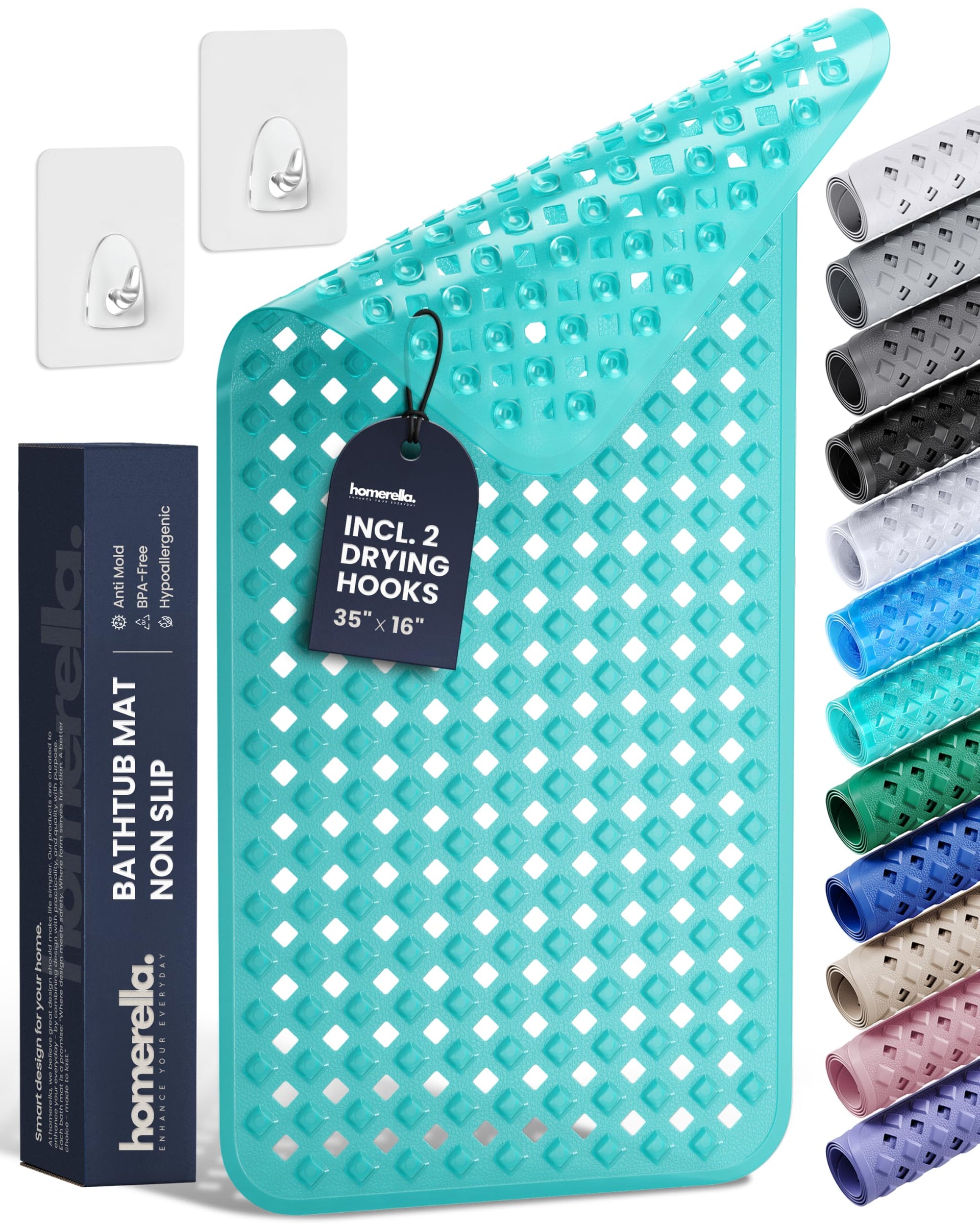 Bathtub Mat Non Slip 35x16 Shower Mat Non Slip Anti Mold BPA Free