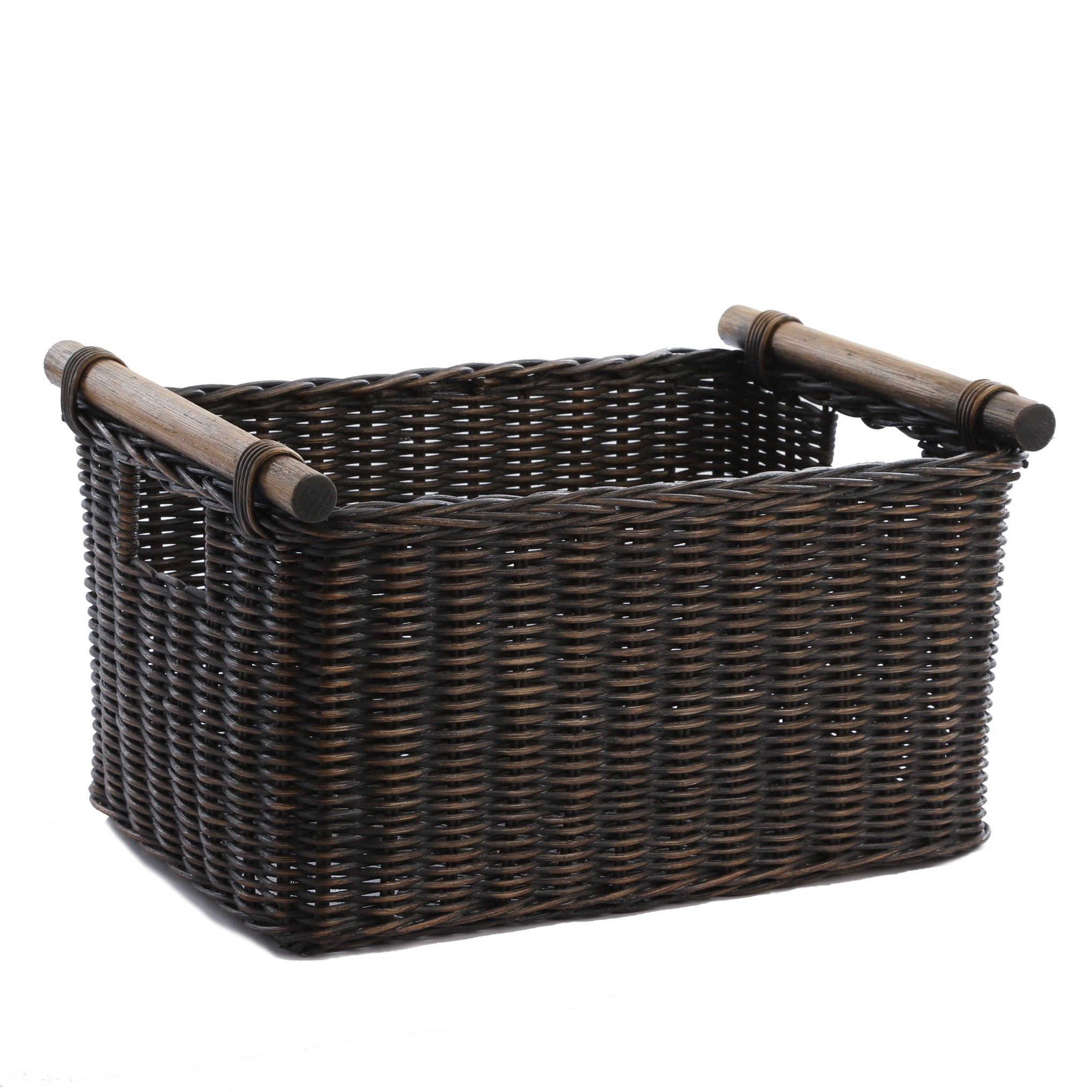 Pole Handle Wicker Storage Basket