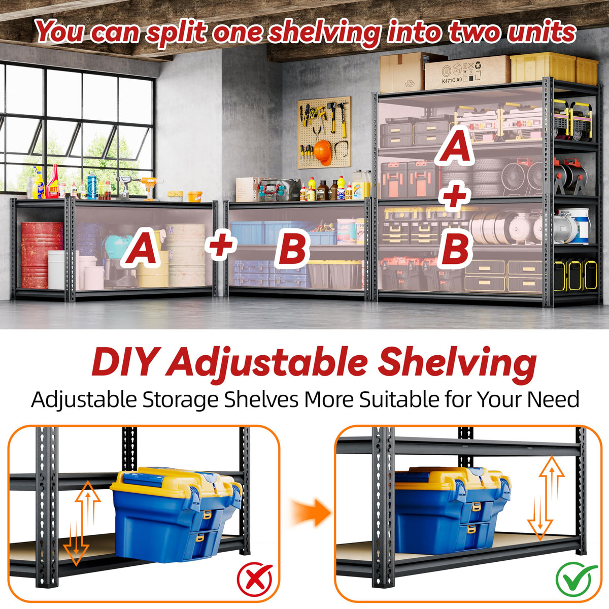 48"W Garage Shelving Heavy Duty (5 Count)