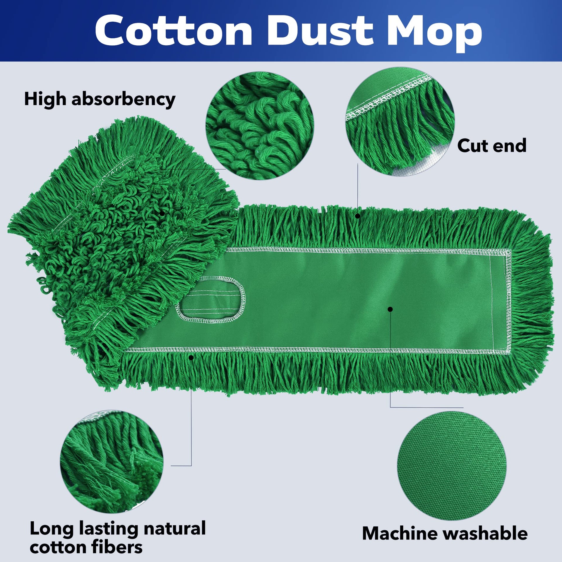 Matthew Cleaning 36'' Industrial Strength Cotton Dust Mop Refill Washable Replacement Heads for Residential & Commercial Use Fit Standard Dust Mop Frames (6 Count) - ModHome Supplies