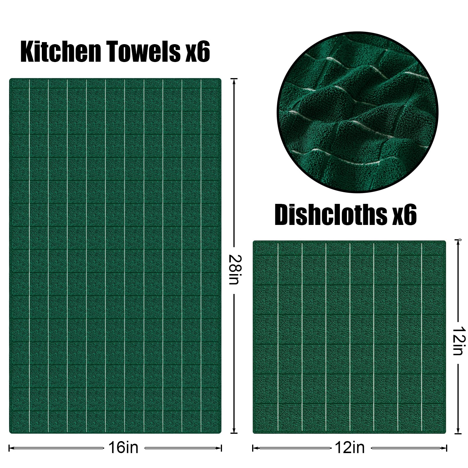 Microfiber Kitchen Towels and Dishcloths Sets (12 Count)