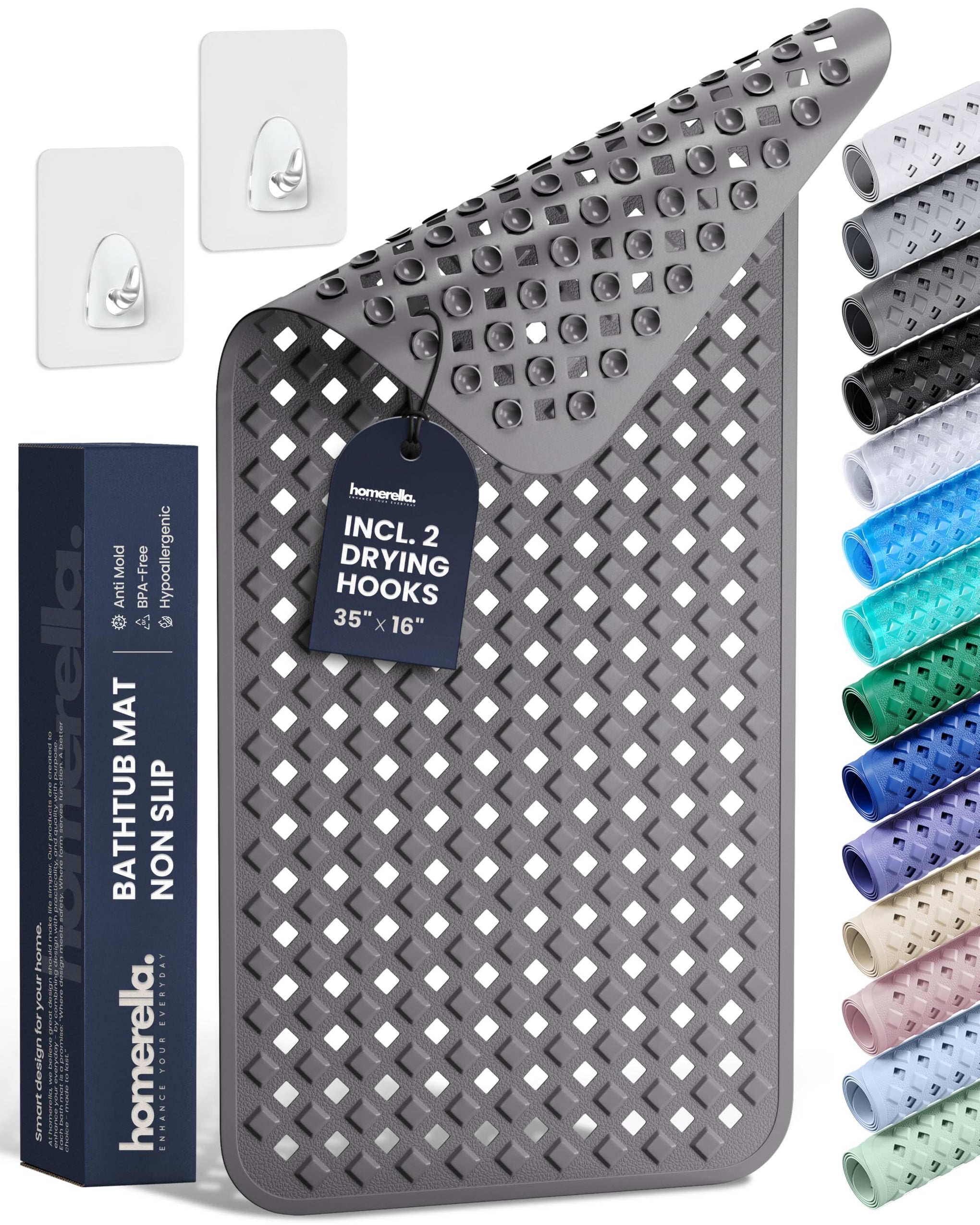 Bathtub Mat Non Slip 35x16 Shower Mat Non Slip Anti Mold BPA Free