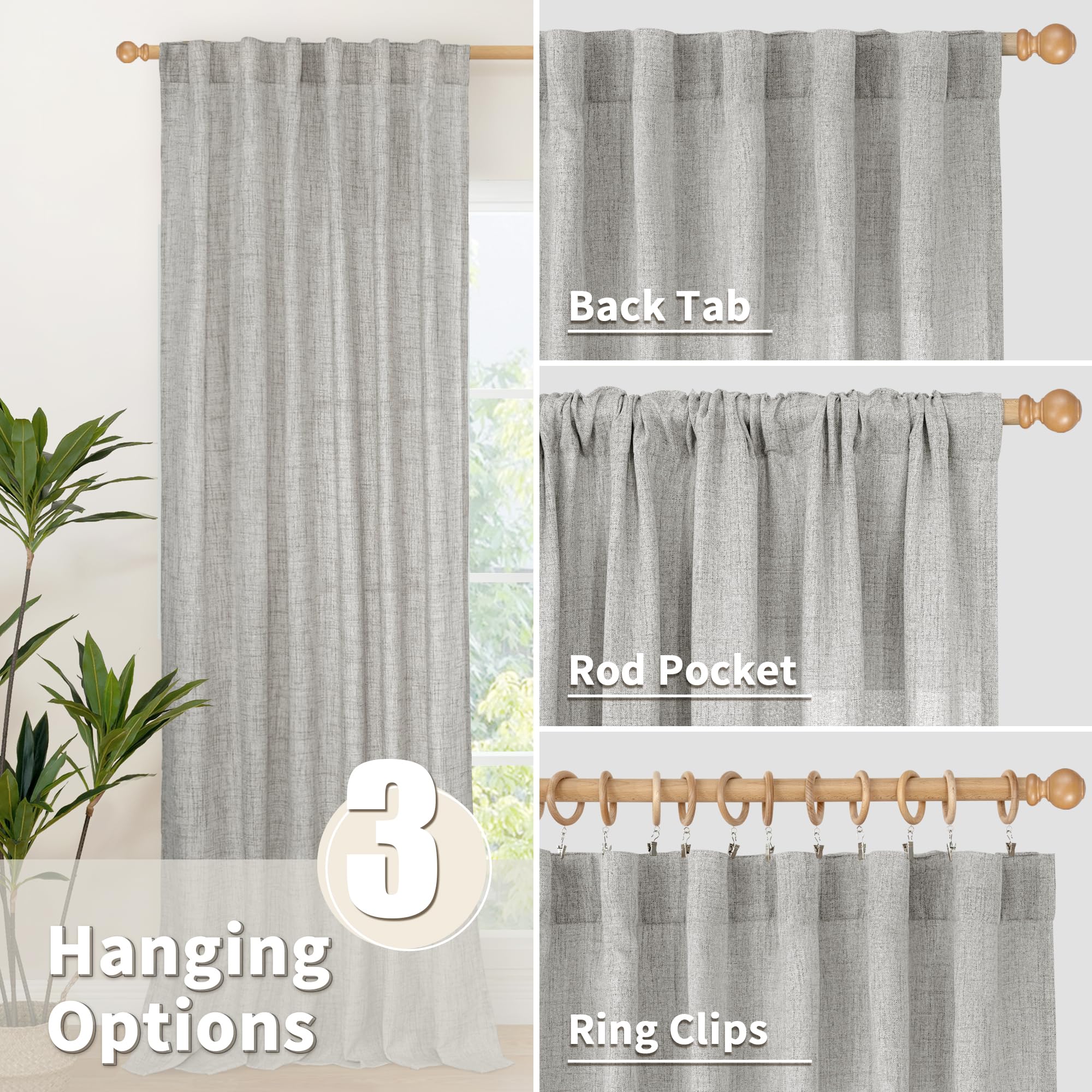 Dark Grey Curtains 52 X 84 Inch (2 Count)