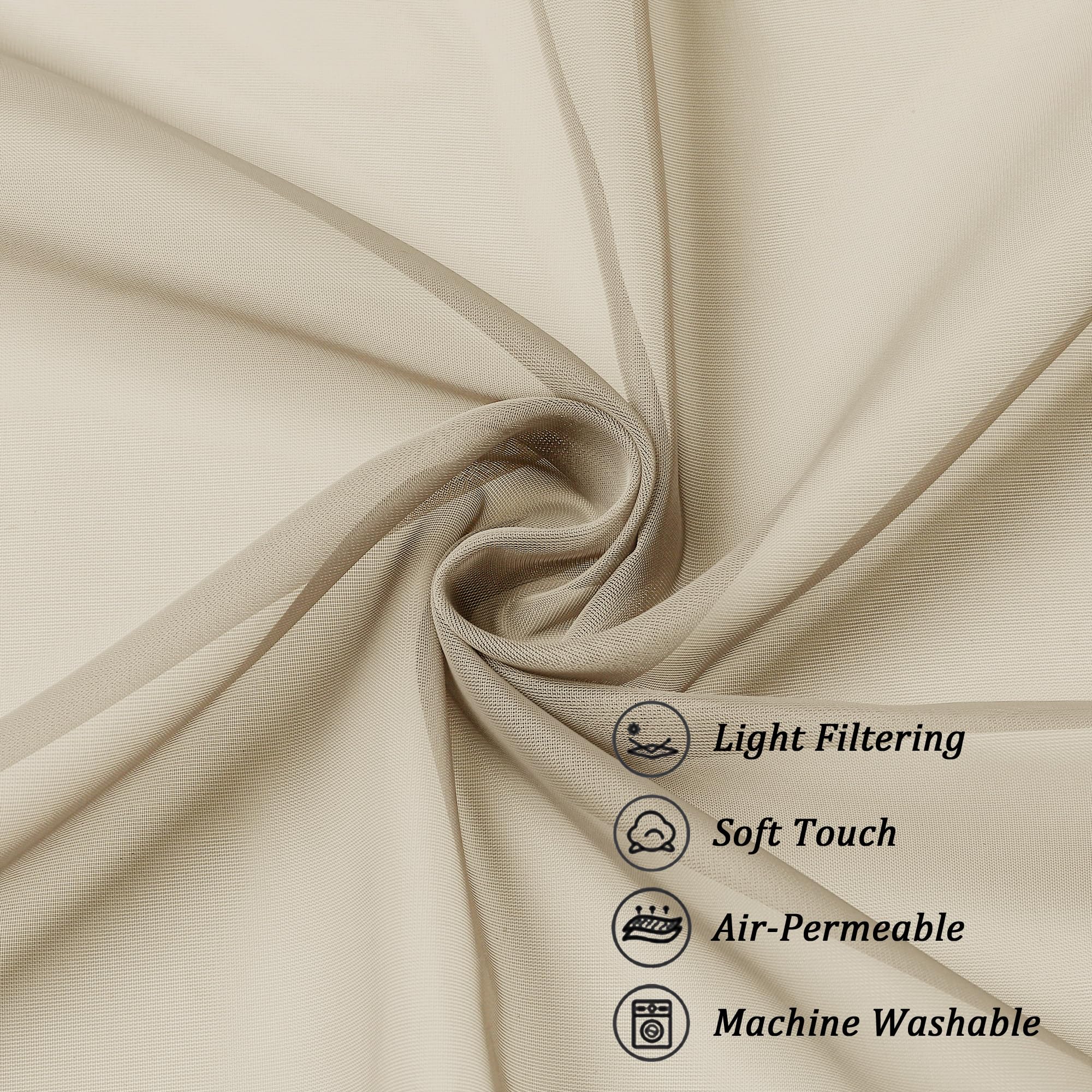 Taupe Sheer Curtains 96 inches Long 2 Panels (2 Count)