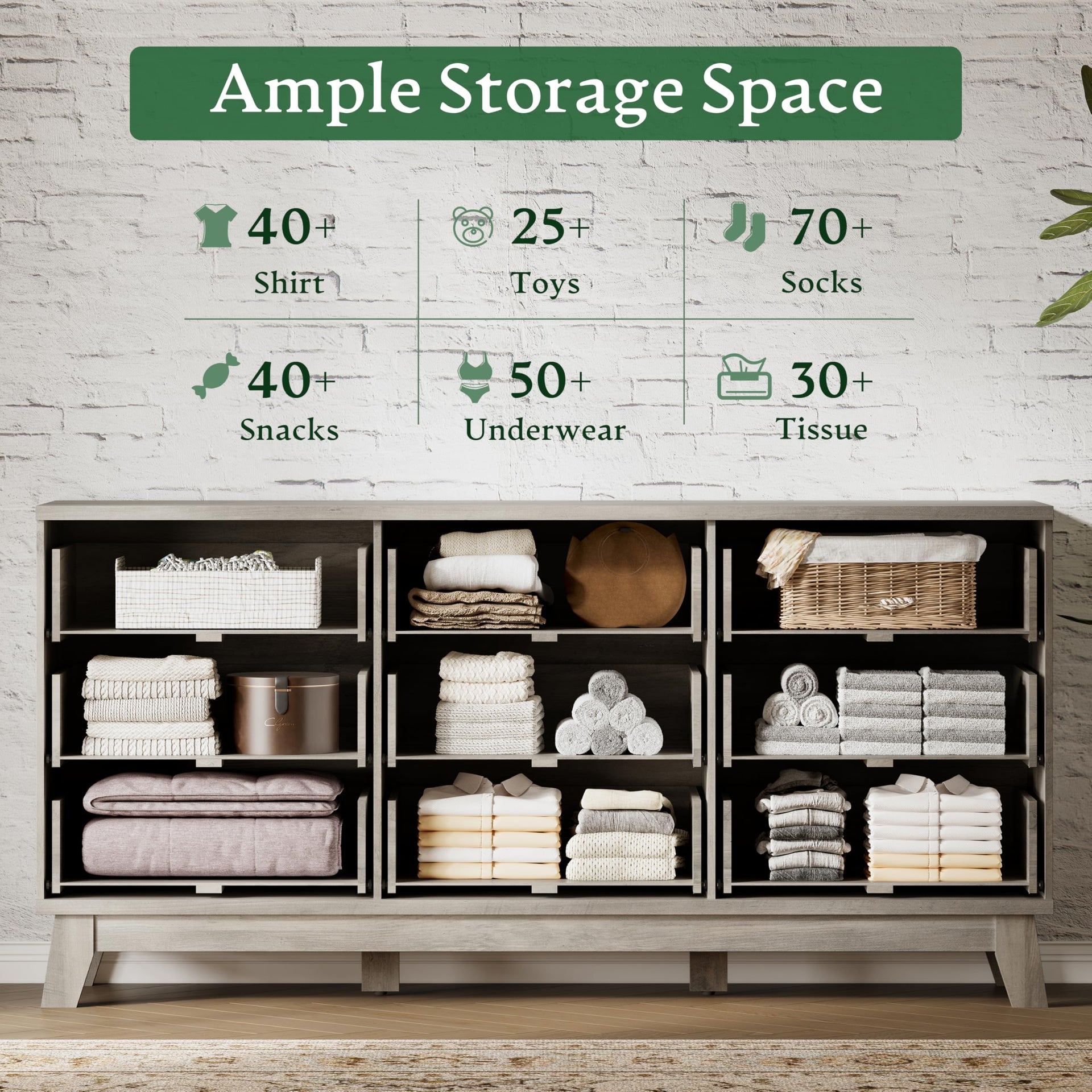 Fluted Dresser with 9 Drawers